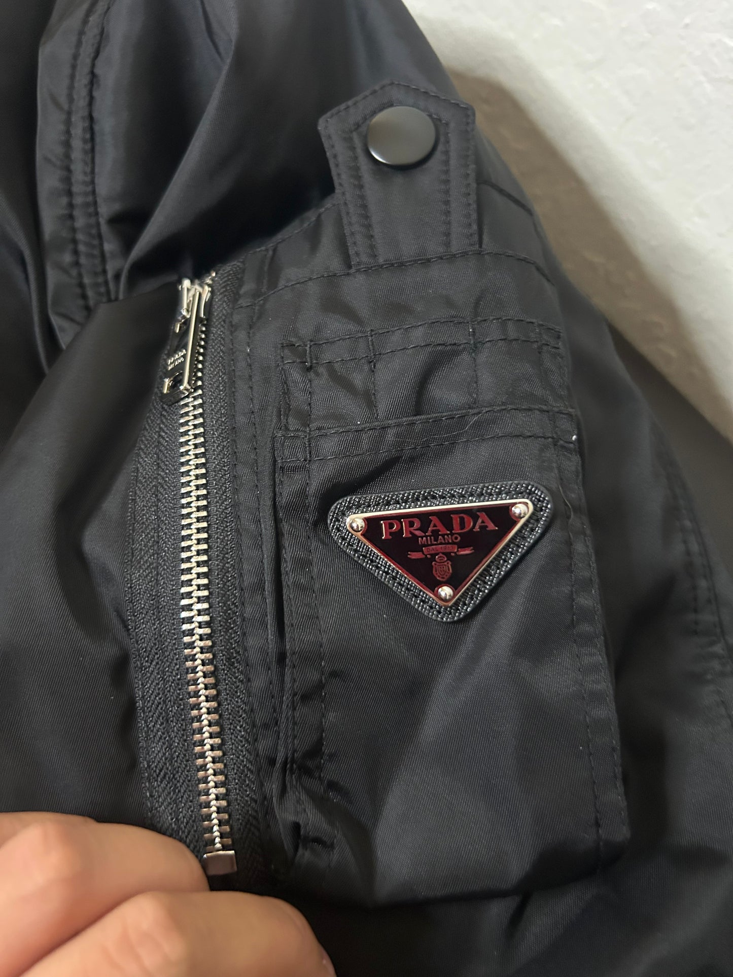 Prada Black Triangle Nyon Bomber