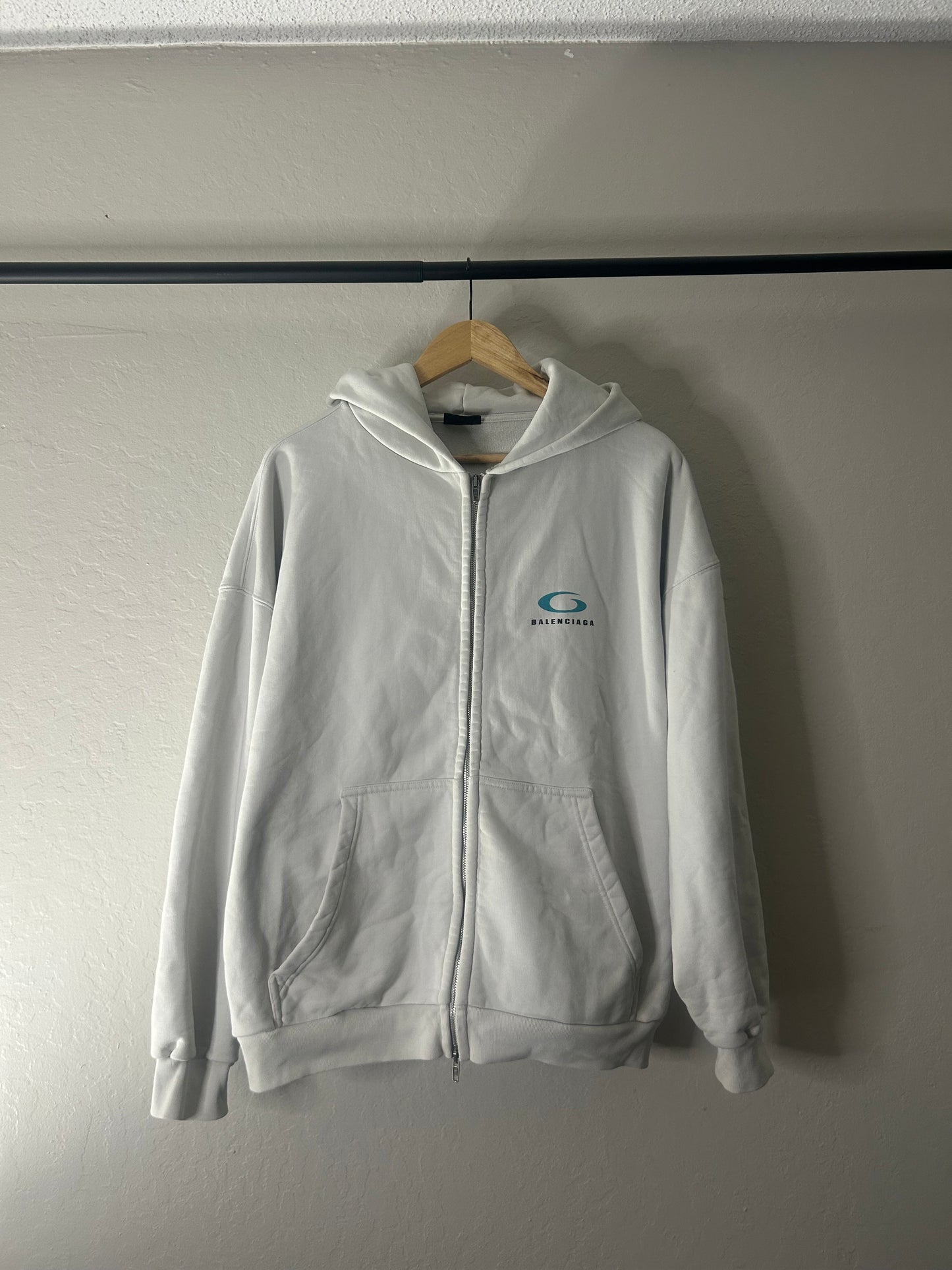 Balenciaga White Loop Logo Hoodie