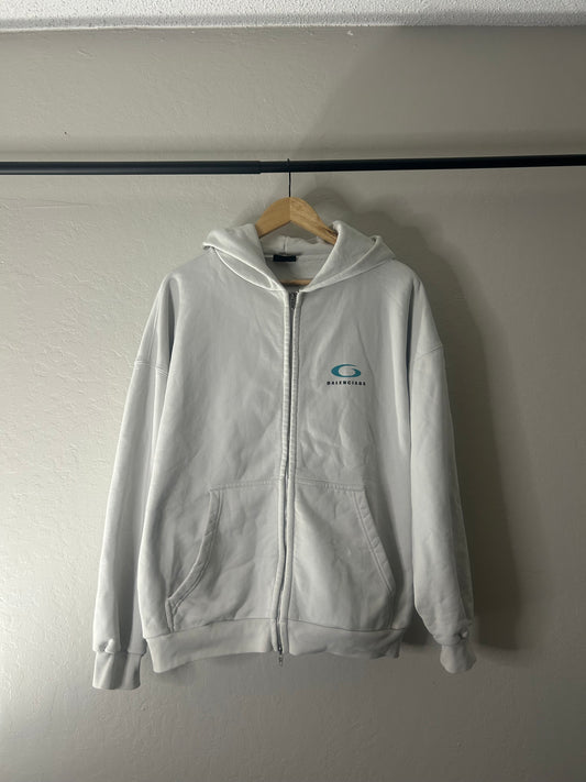 Balenciaga White Loop Logo Hoodie