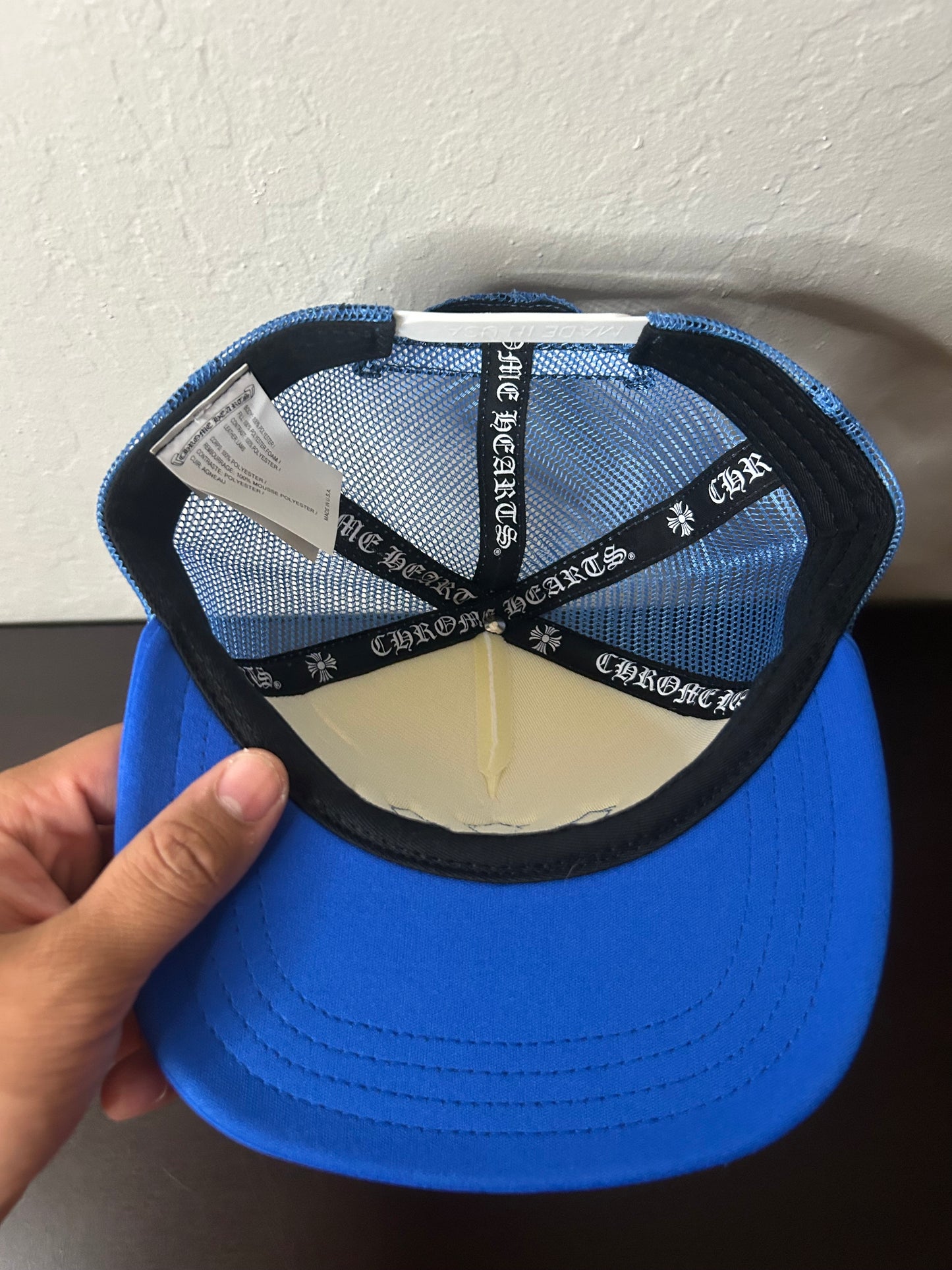 Chrome Hearts Blue Cemetery Trucker Hat