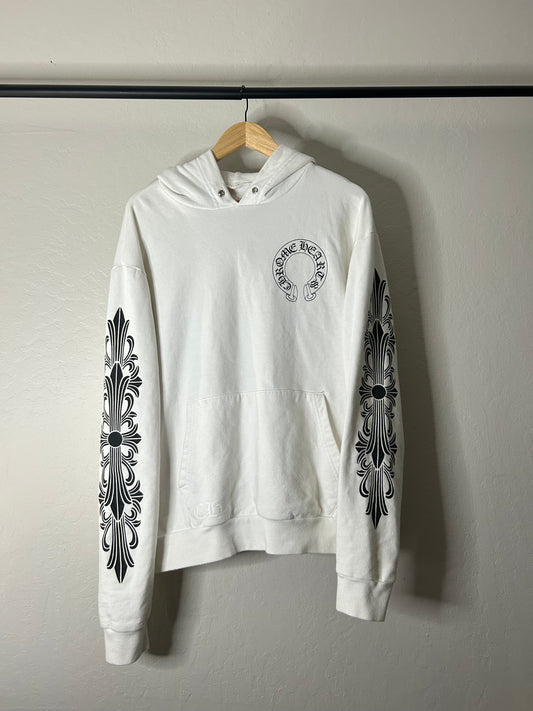 Chrome Hearts White Floral Horseshoe Hoodie