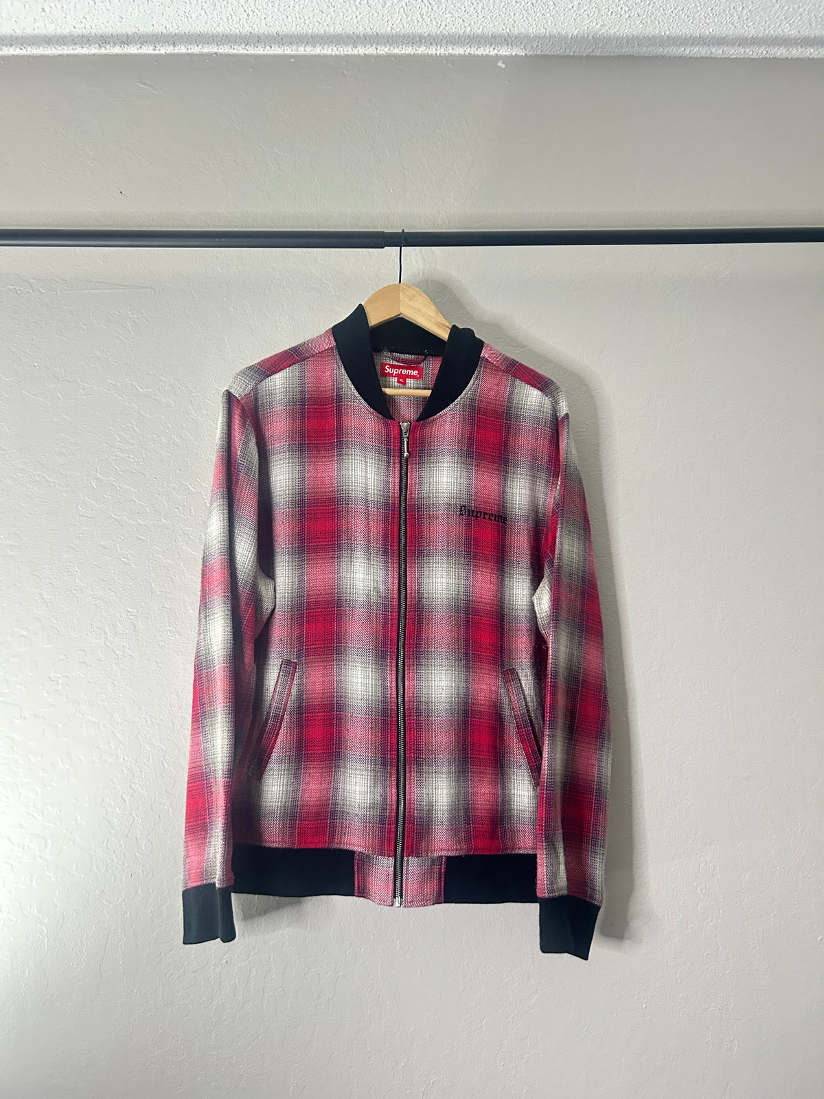 Supreme Plaid Embroidered Bomber