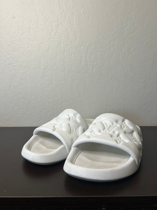 Louis Vuitton White Monogram Pool Slides