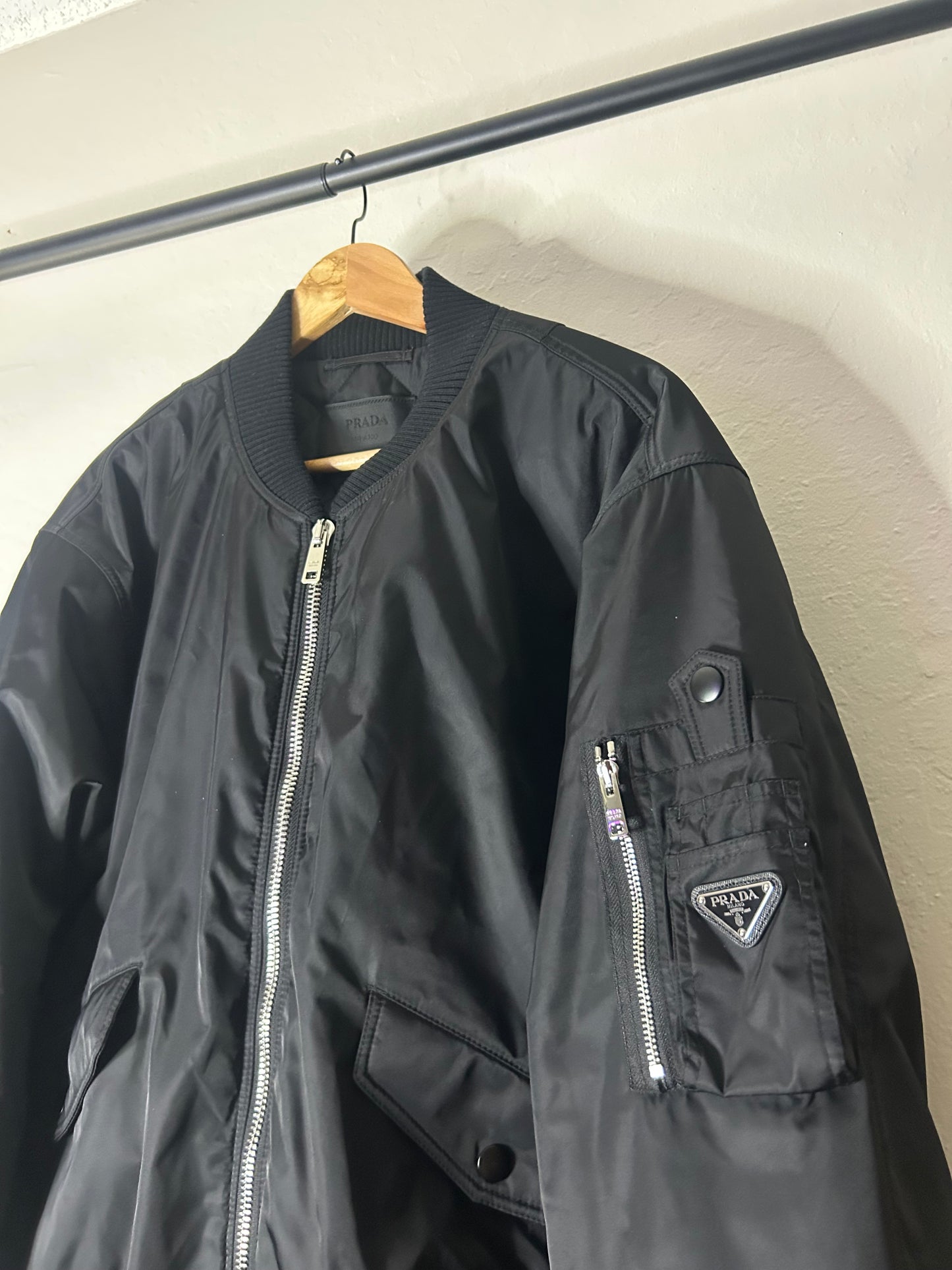 Prada Black Triangle Nyon Bomber