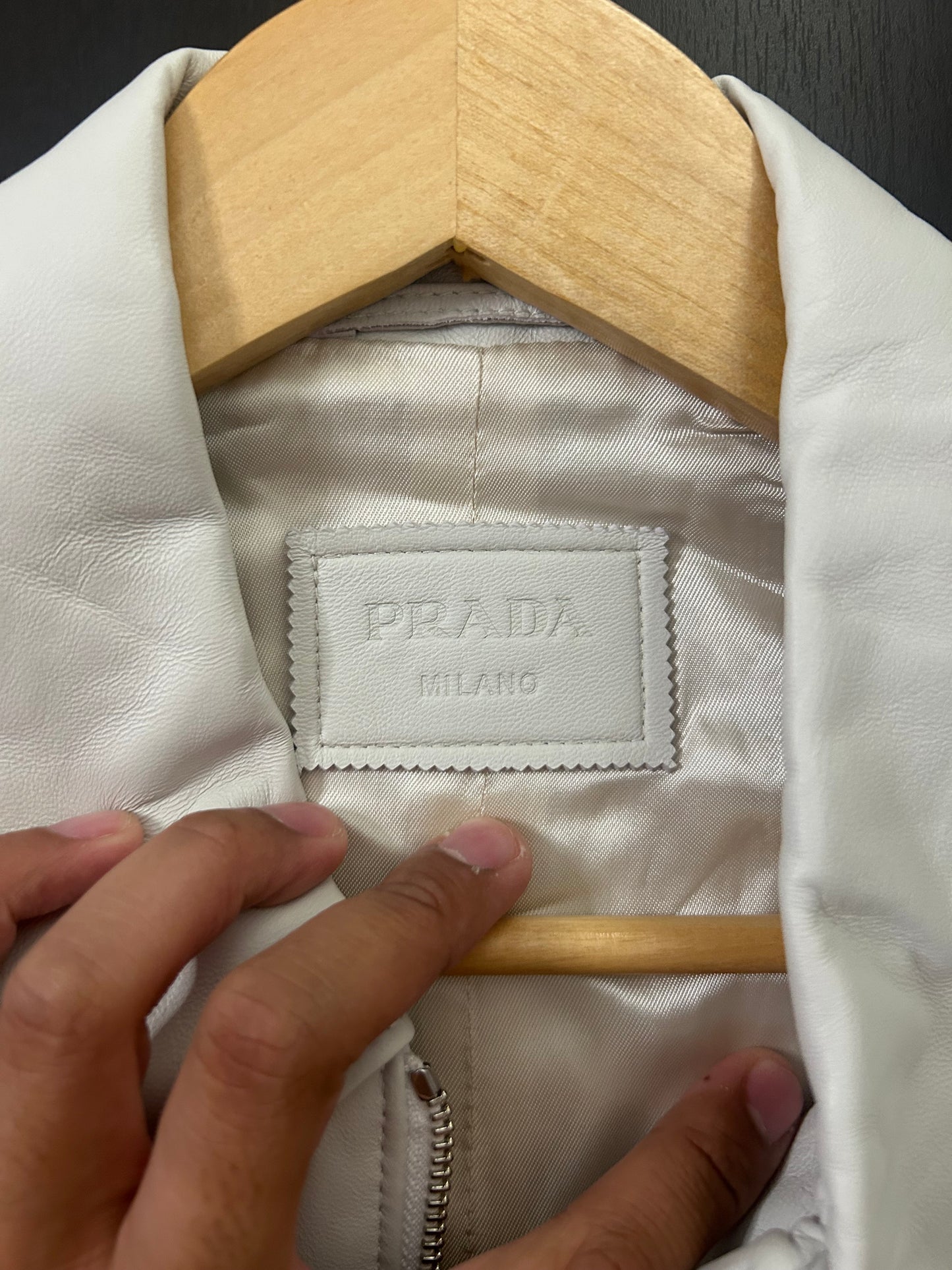 Prada White Leather Work Jacket