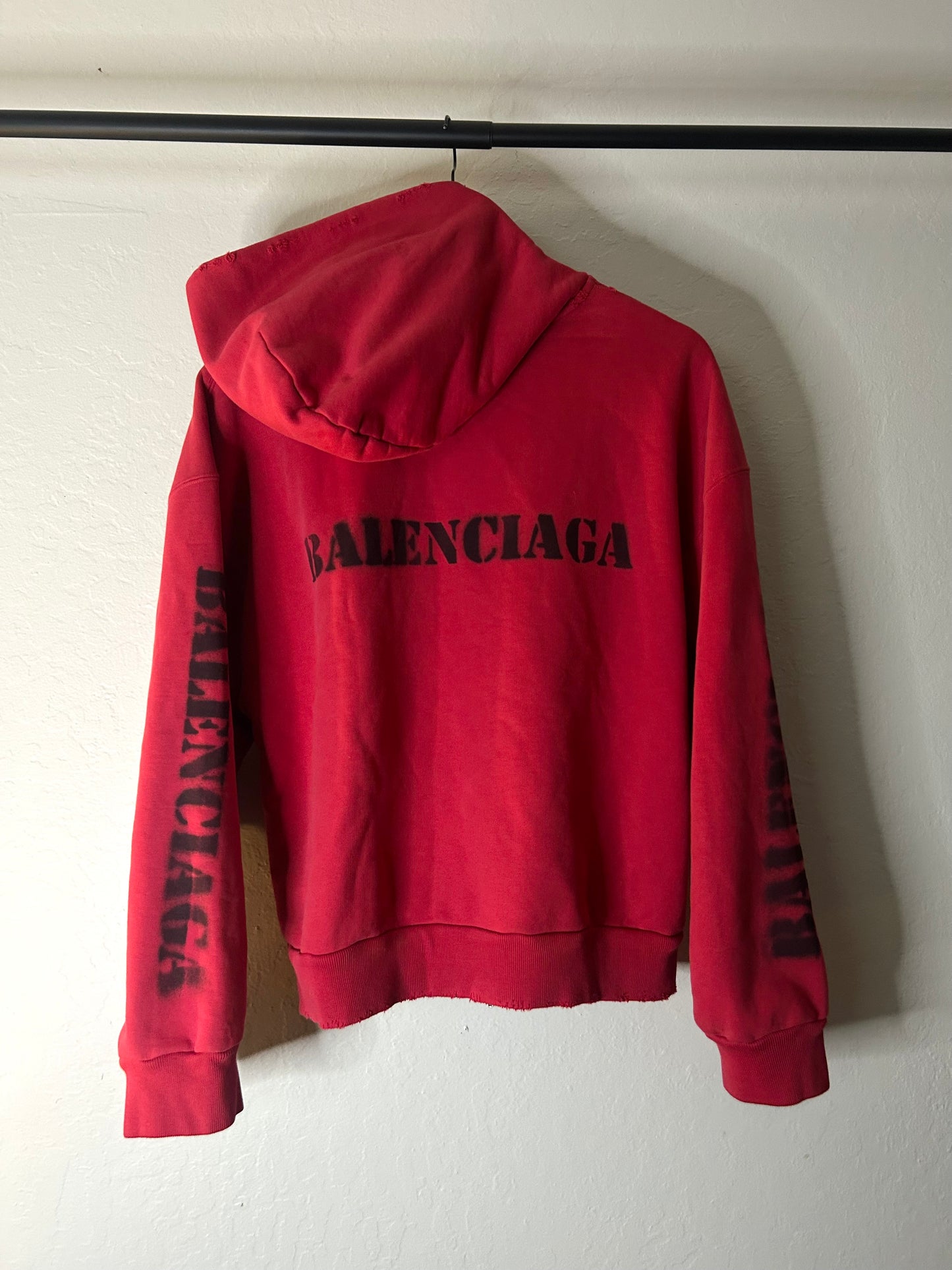 Red Balenciaga Stencil Zip Up