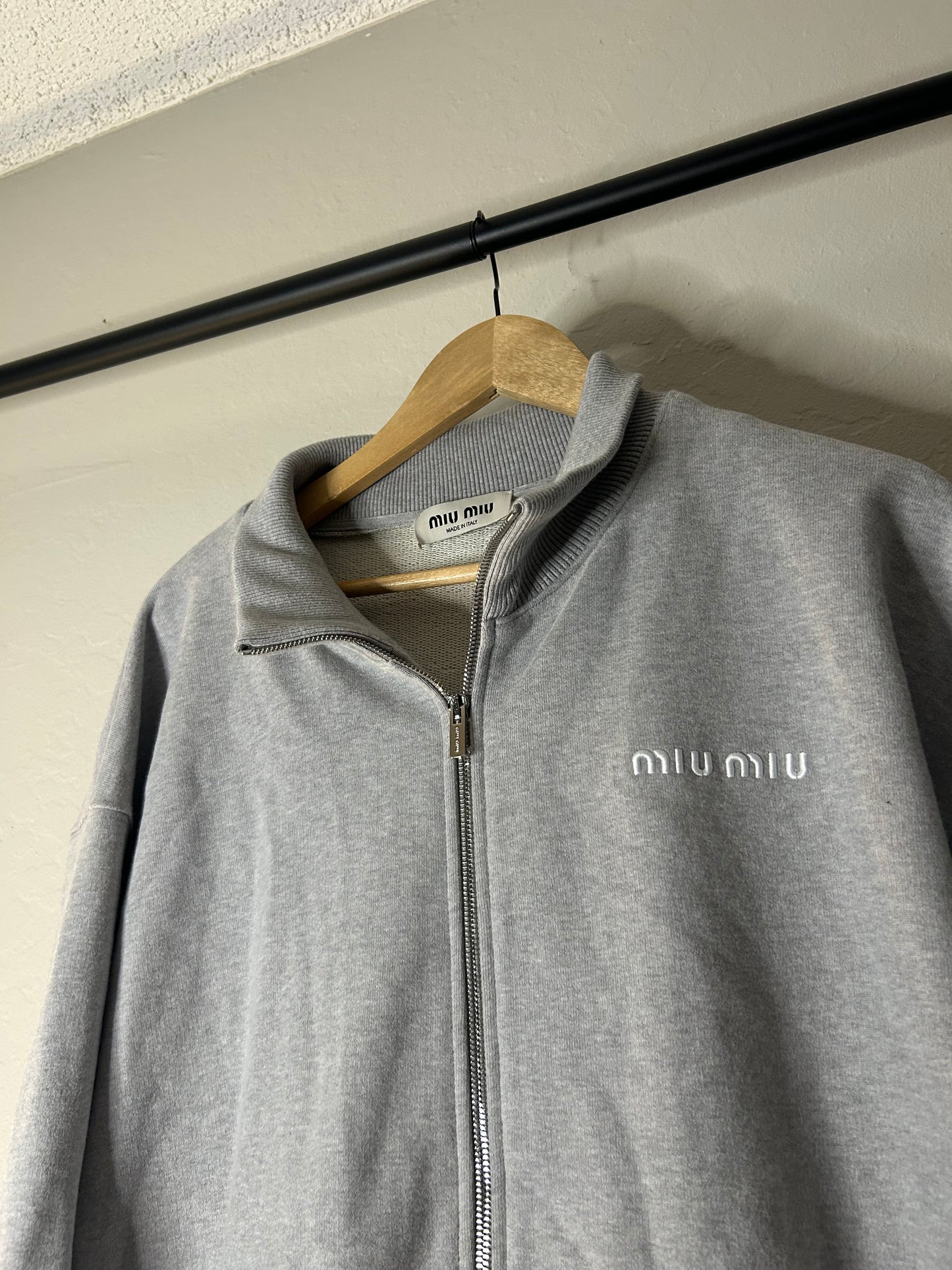 Miu Miu Grey Oversized Bomber Jacket