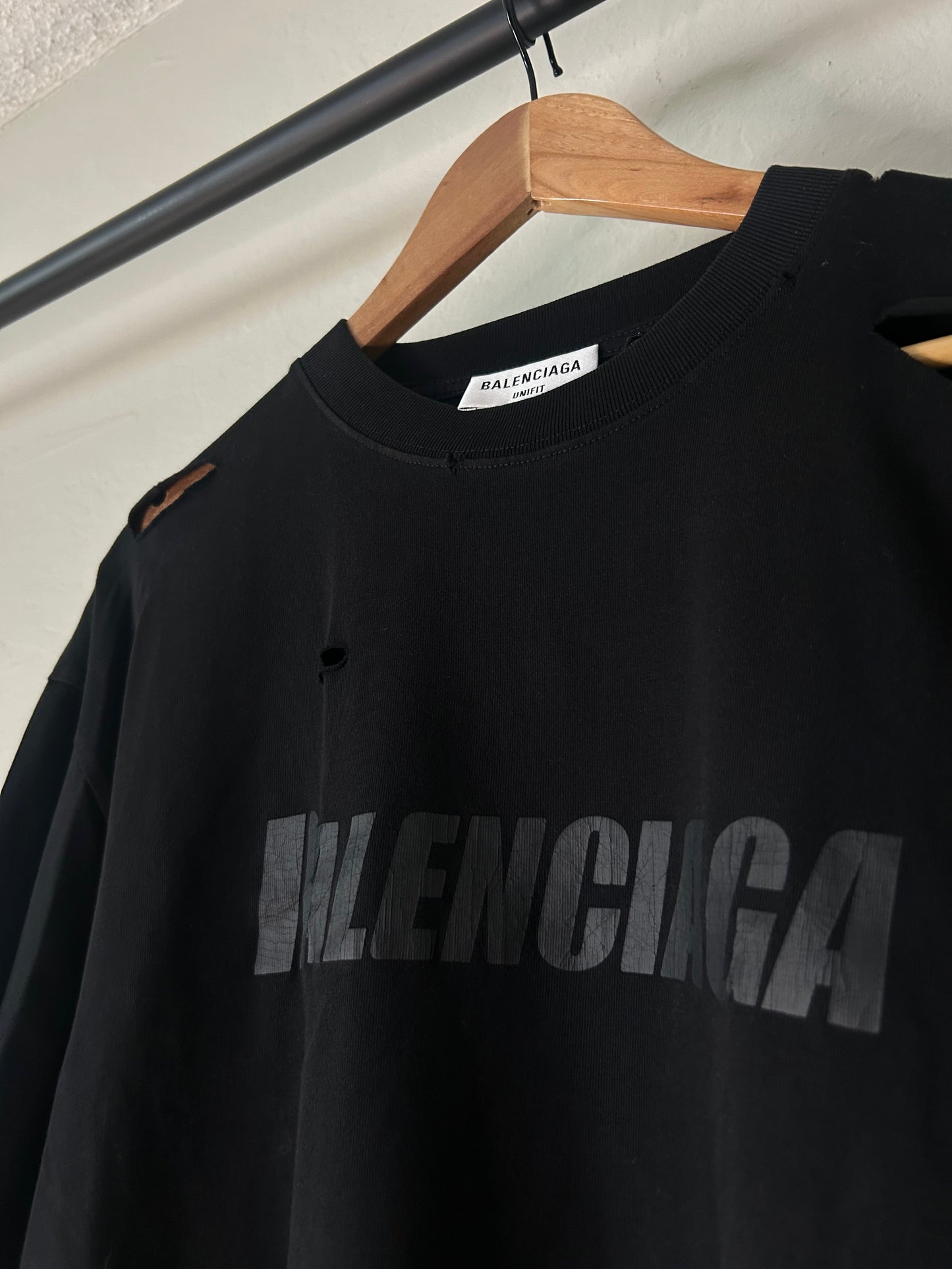 Balenciaga Distressed Black Tee