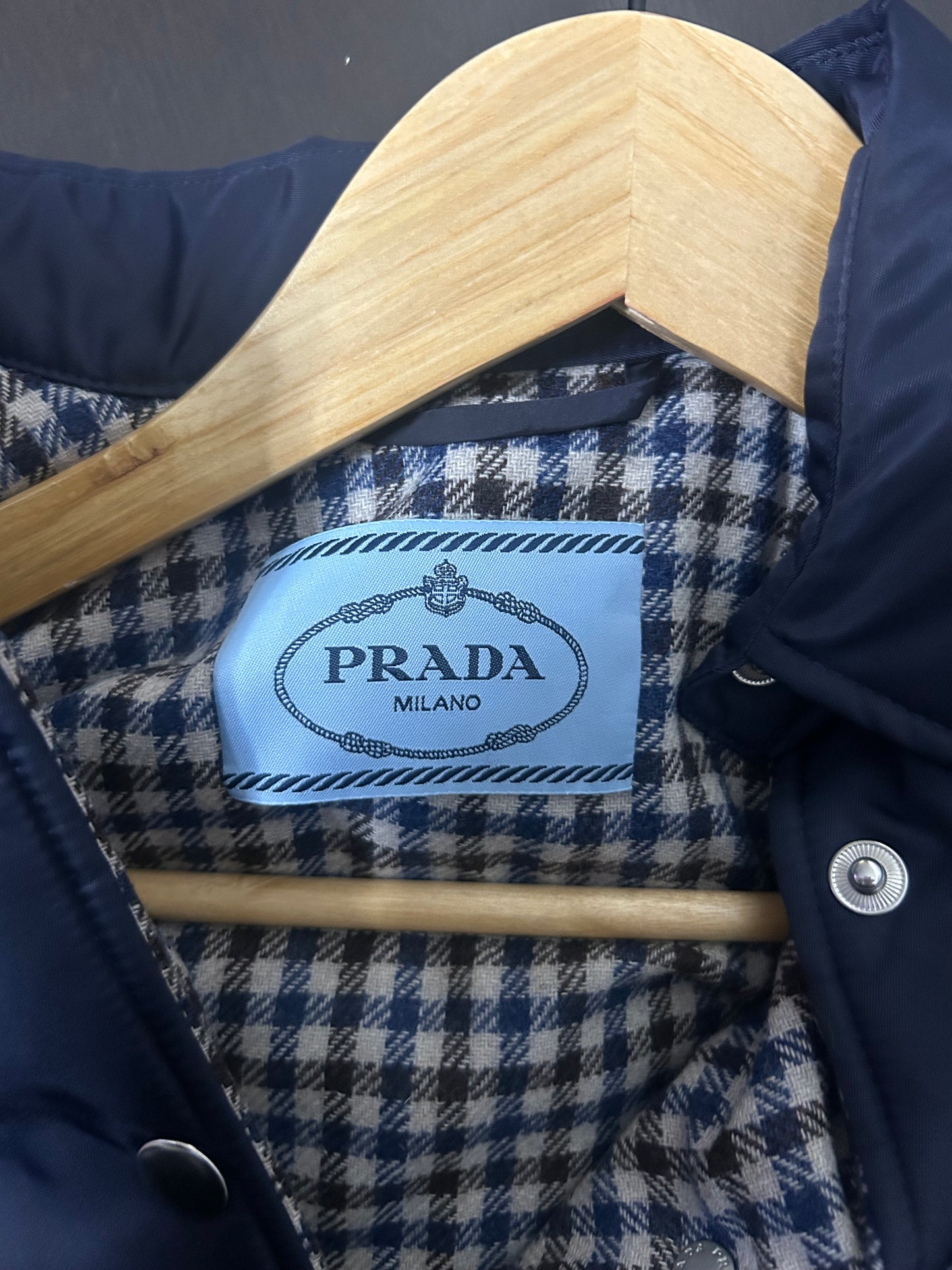 Prada Navy Flannel Lined Blouson Jacket