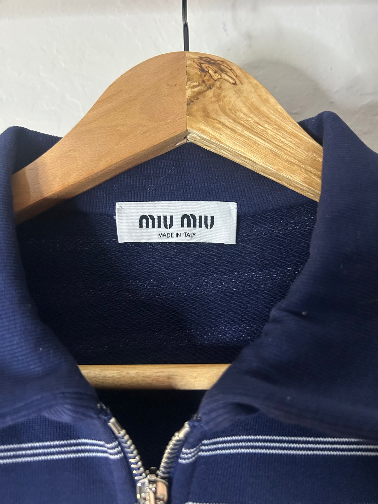 Miu Miu Navy Striped Quarter Zip