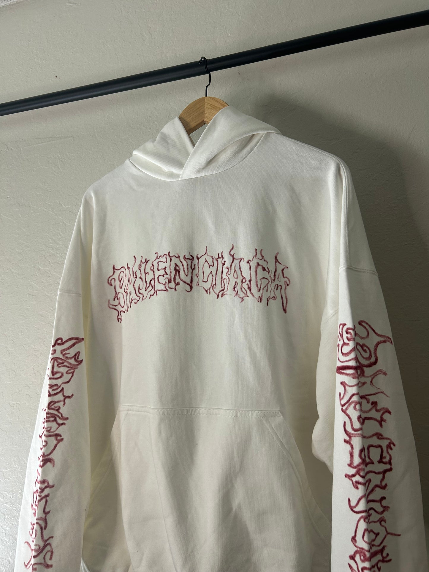 Balenciaga White Metal Logo Hoodie