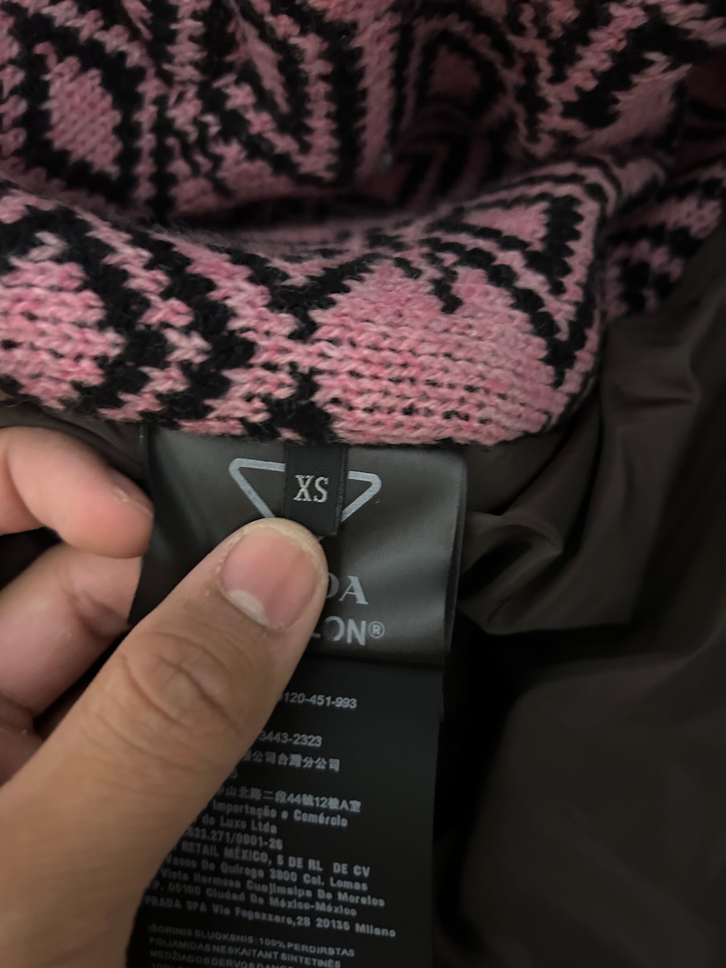 Prada Brown and Pink Re Nylon Oversized Bomber