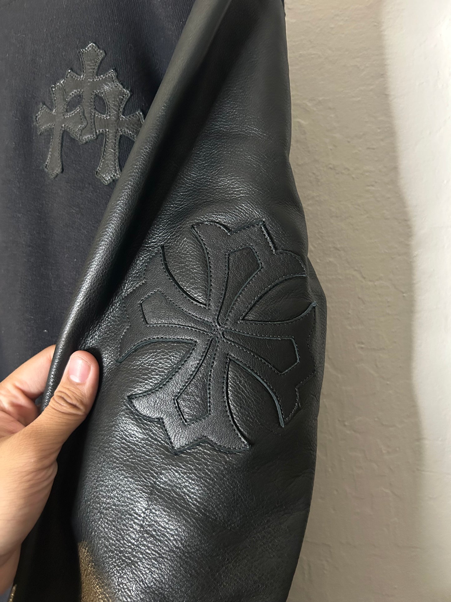 Chrome Hearts Black Triple Cross Leather Sweater