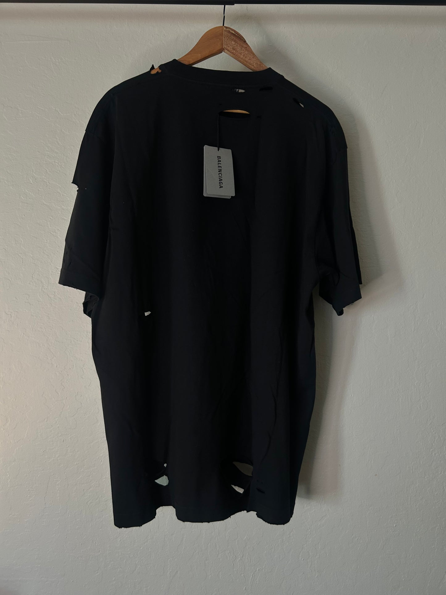 Balenciaga Distressed Black Tee