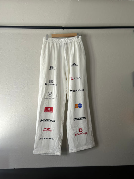 Balenciaga White Top League Logo Sweatpants