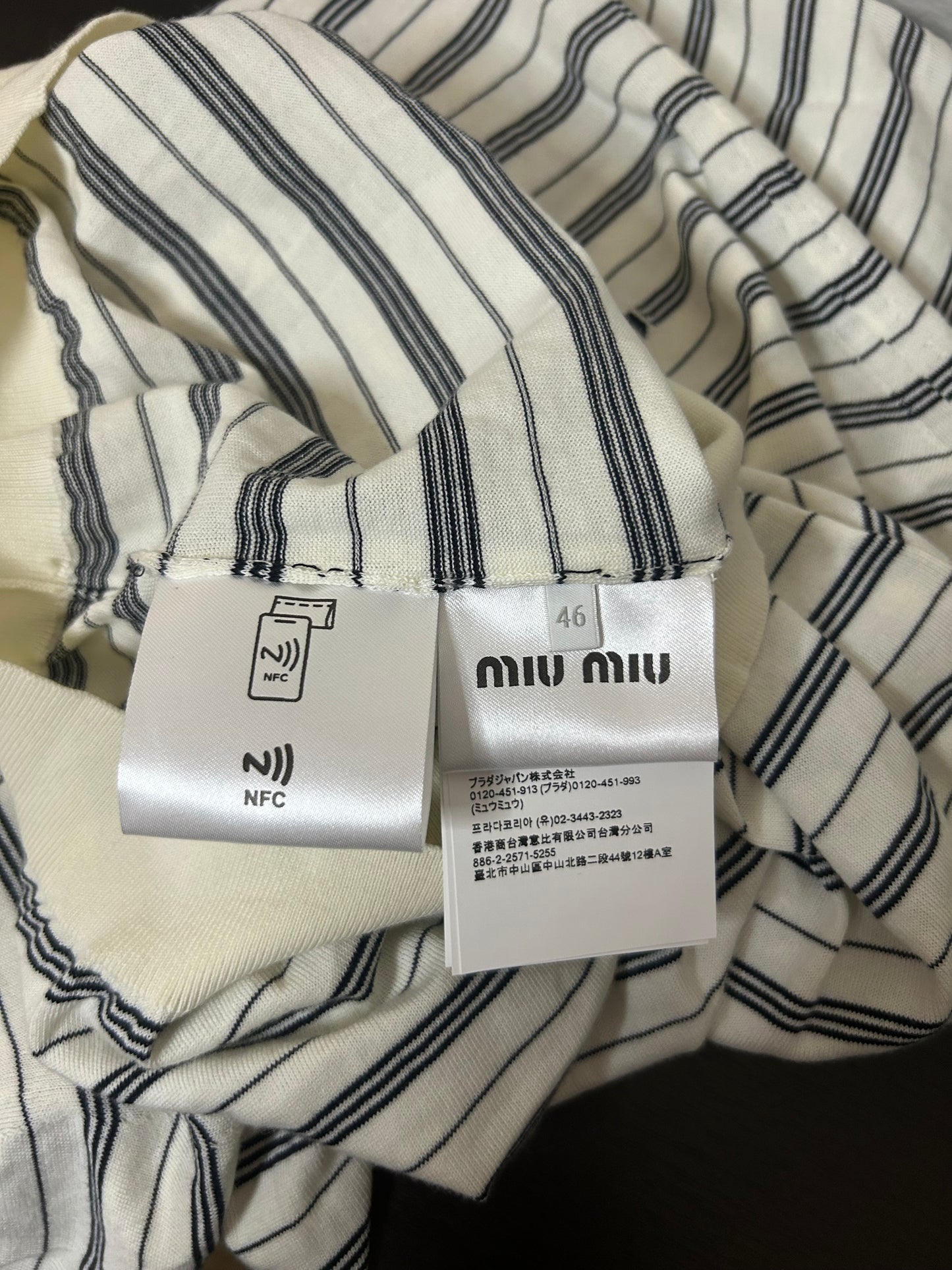 Miu Miu White Striped Polo Longsleeve