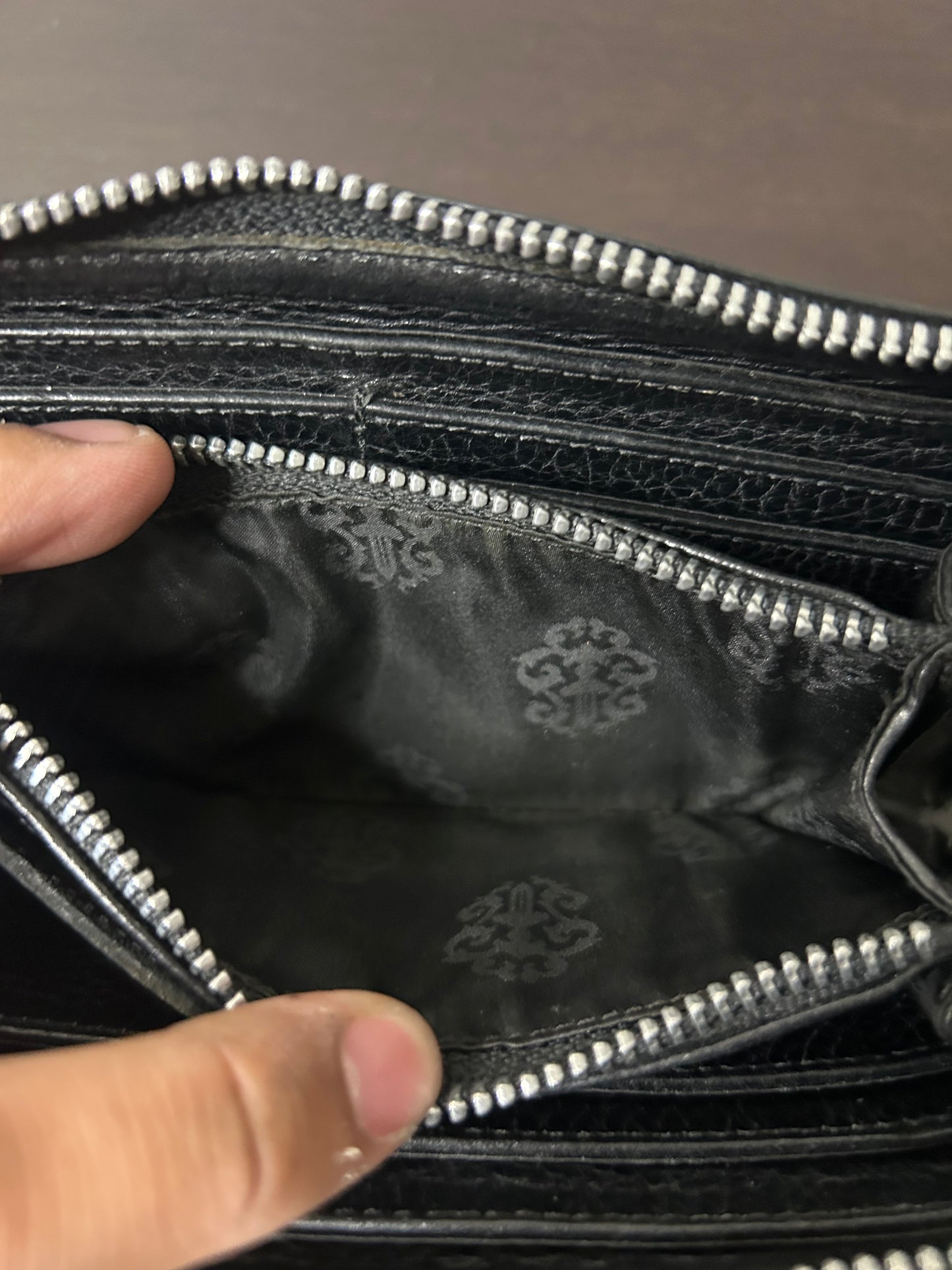 Chrome Hearts Black Leather Cemetary Long Wallet