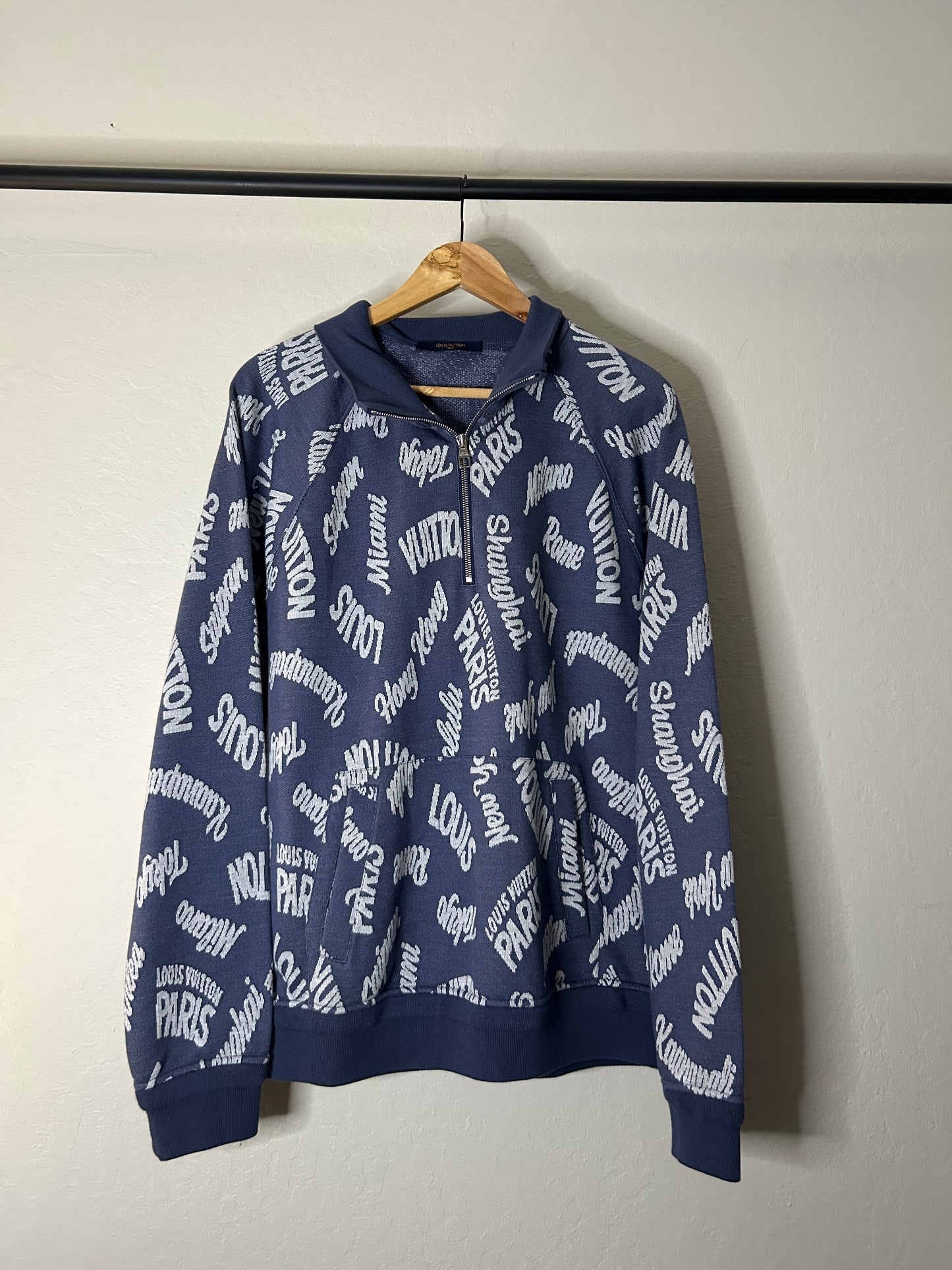 Louis Vuitton Blue Cities Knit Quarter Zip