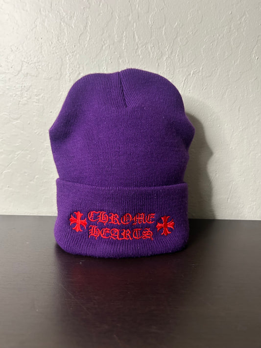 Purple and Orange Chrome Hearts Beanie