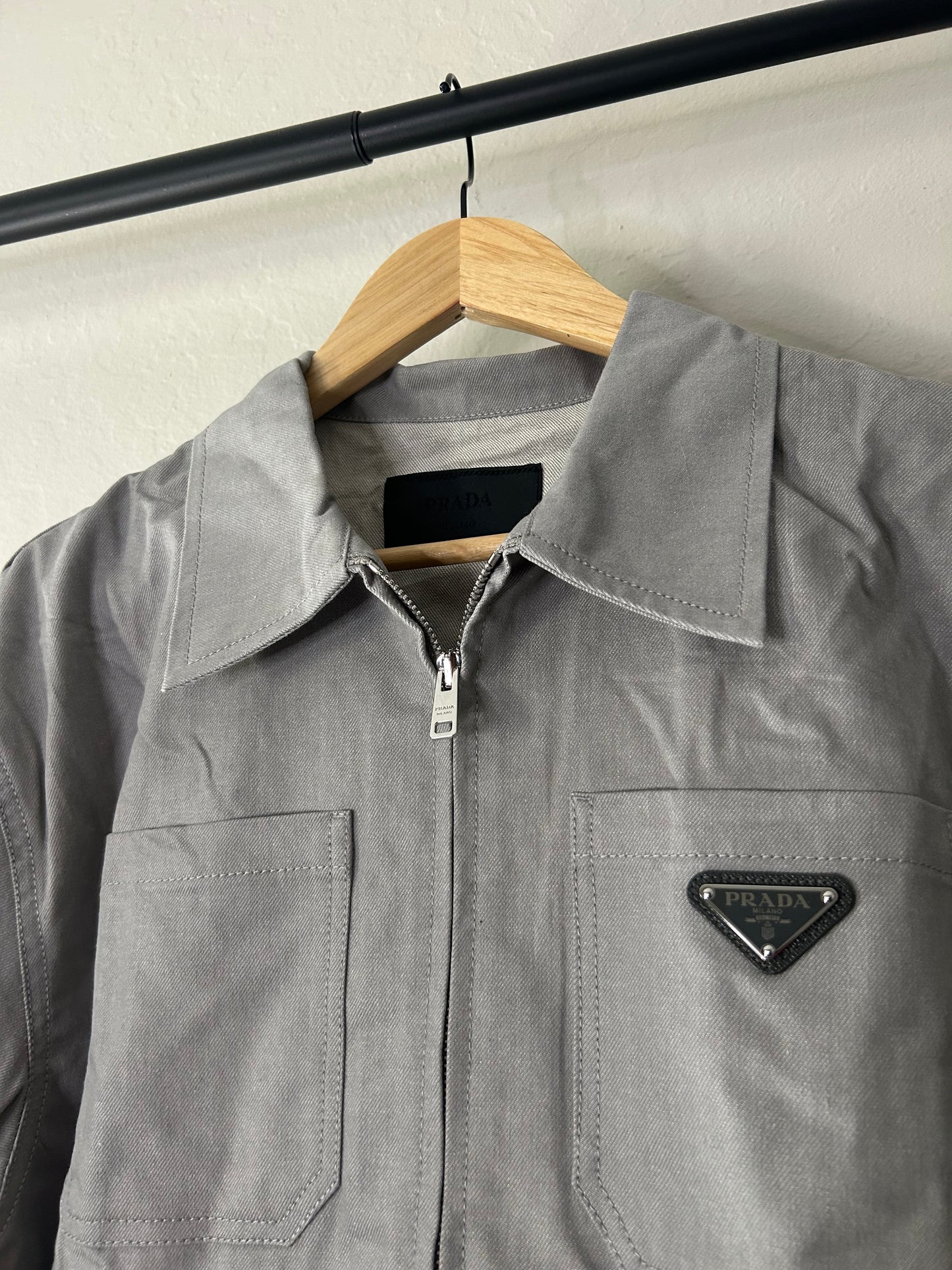 Prada Gray Multi Pocket Canvas Jacket