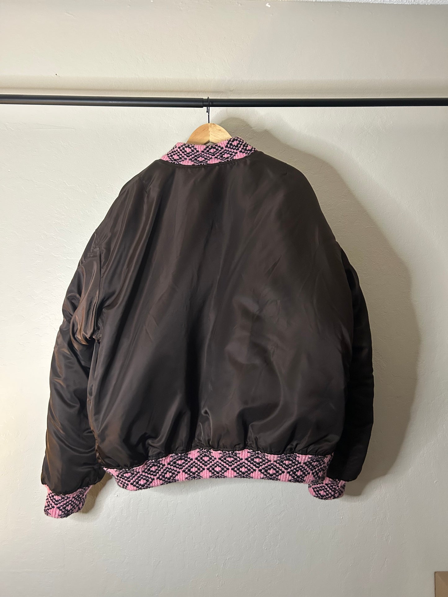 Prada Brown and Pink Re Nylon Oversized Bomber