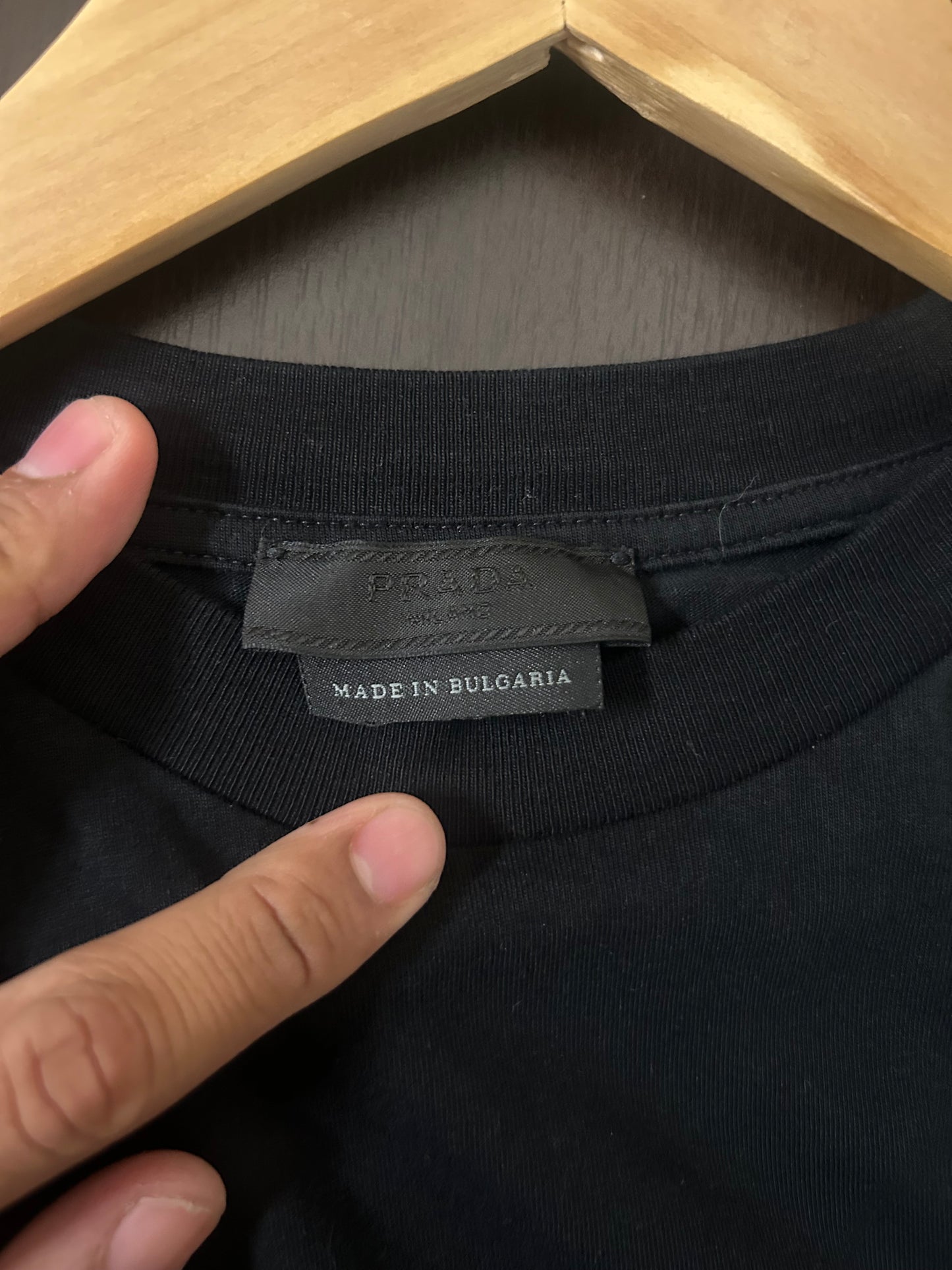 Prada Milano Black Embroidered Tee