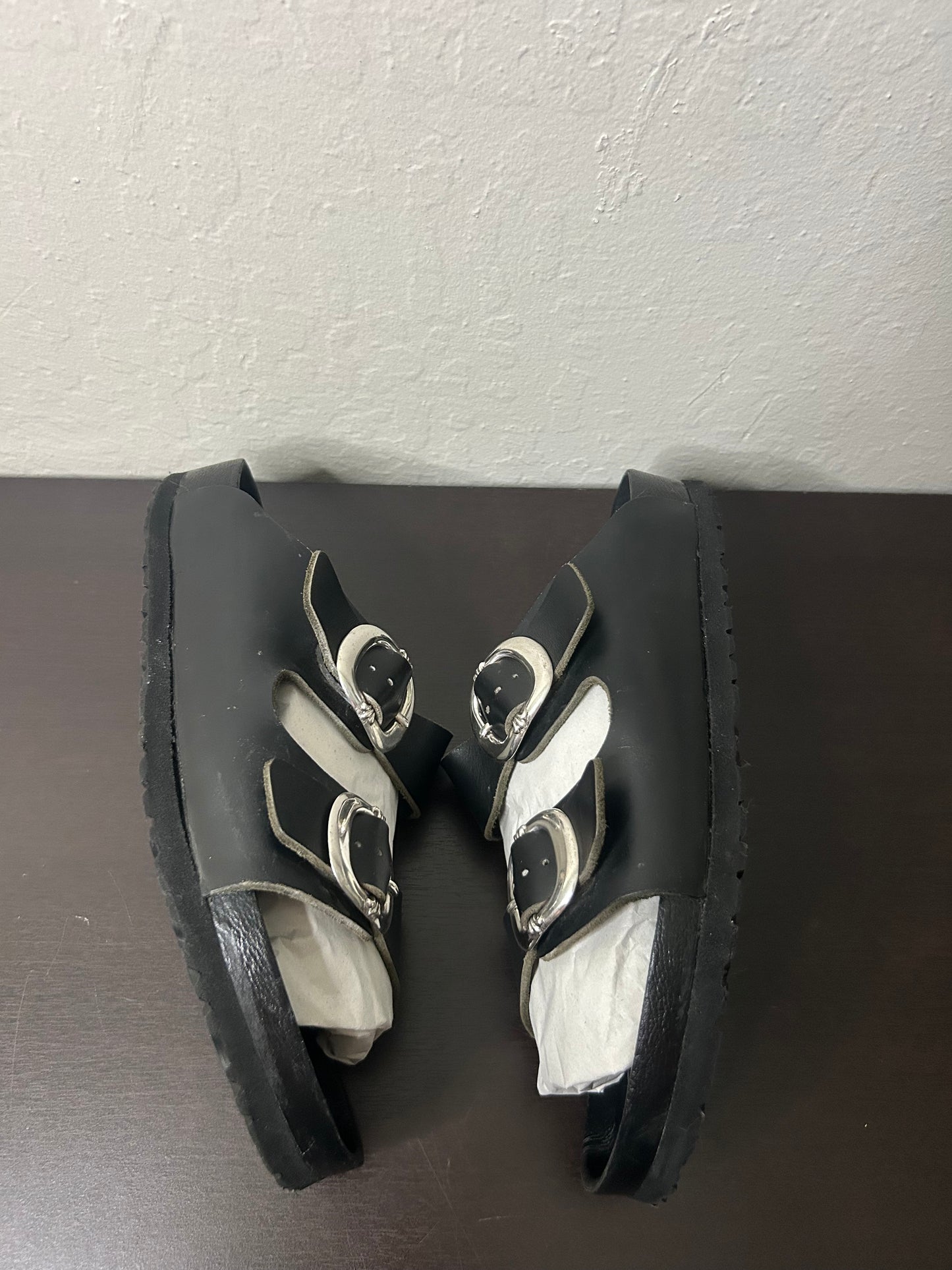 Chrome Hearts Black Leather Birkenstock Arizona Sandal