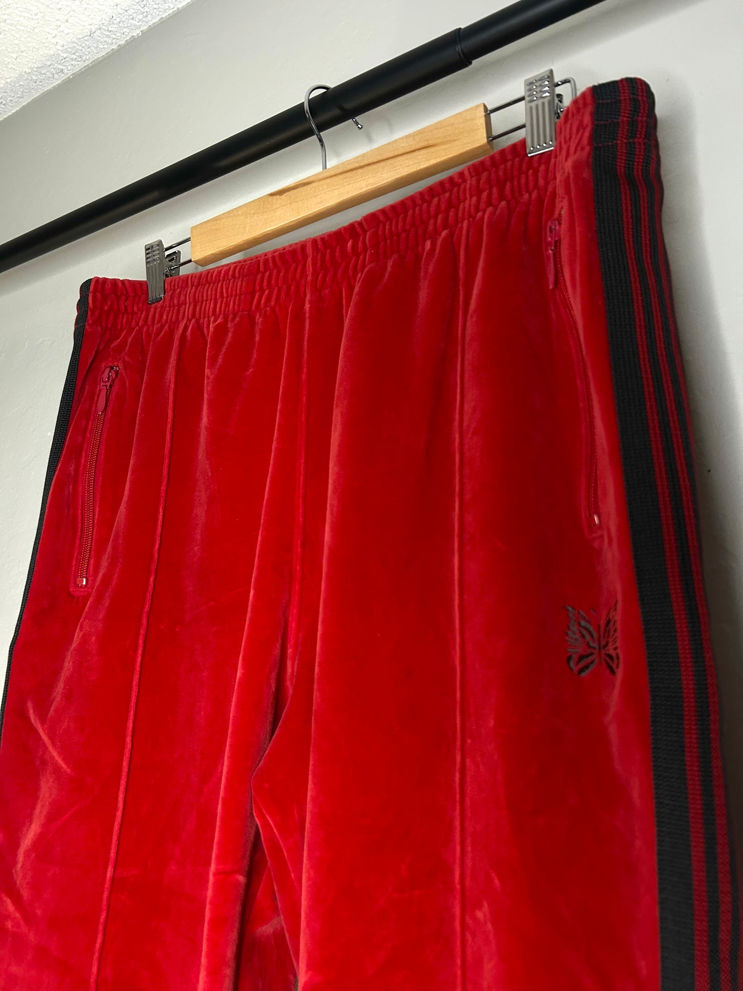 Needles Red and Grey Velvet Track Pants