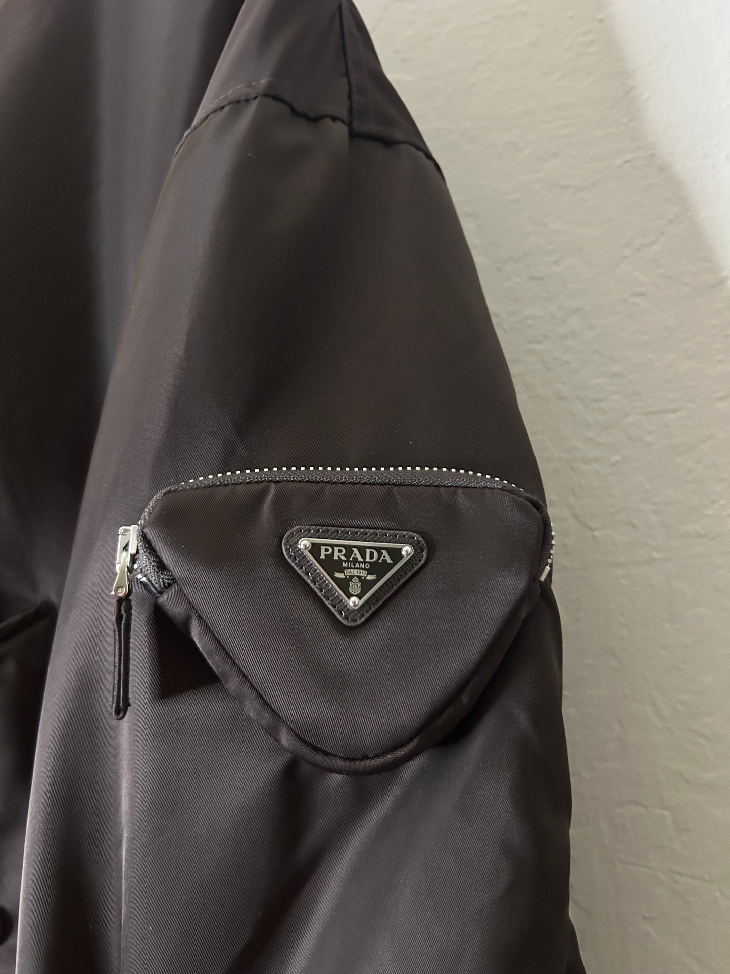 Prada Brown and Pink Re Nylon Oversized Bomber