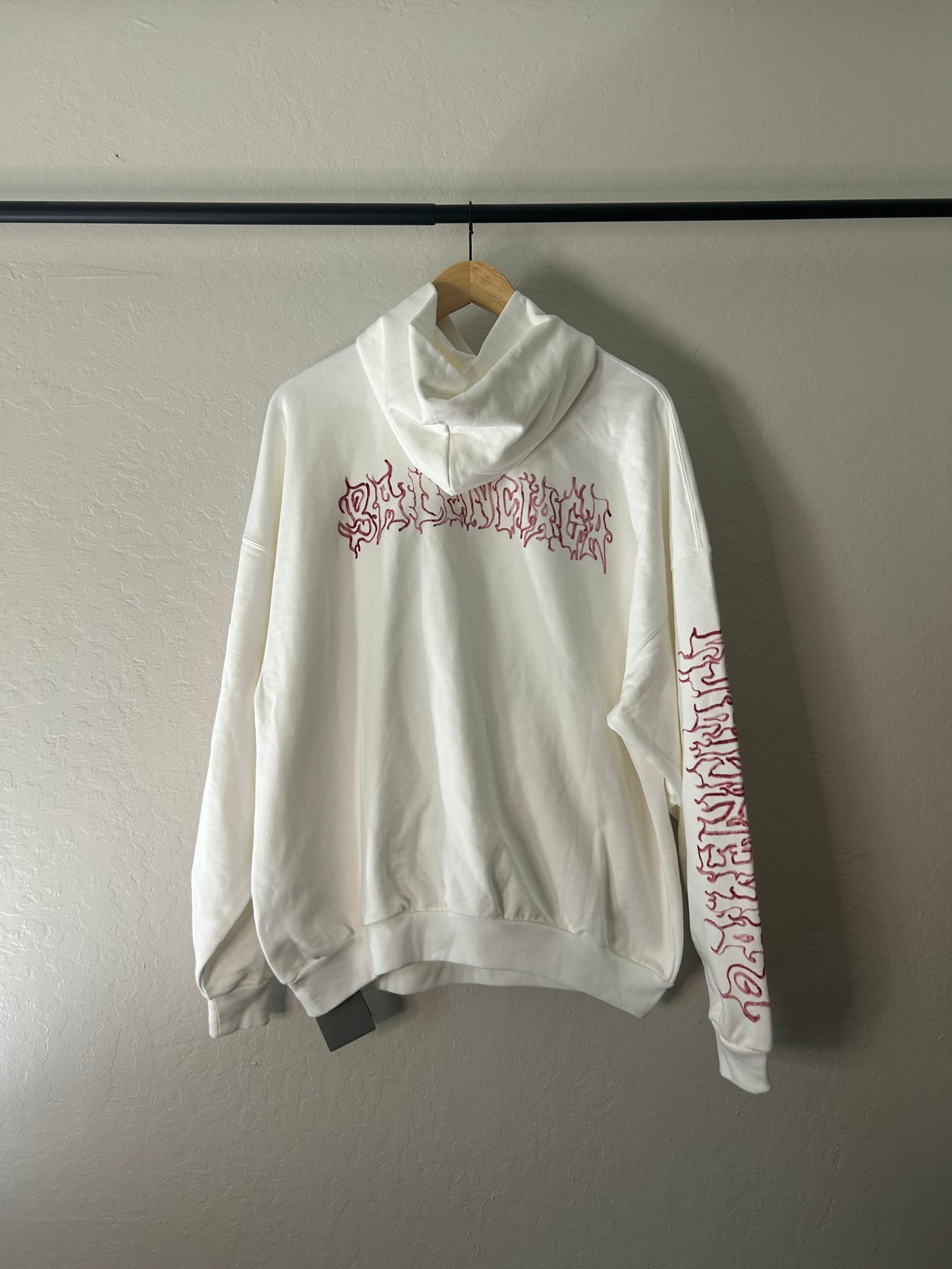 Balenciaga White Metal Logo Hoodie