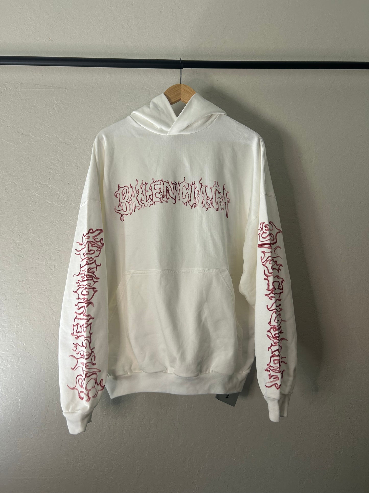 Balenciaga White Metal Logo Hoodie