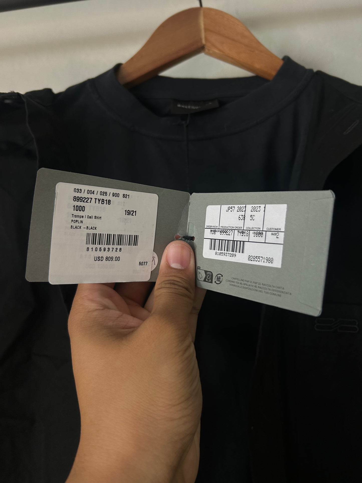 Balenciaga Trompe Loeil Black Button up Longsleeve