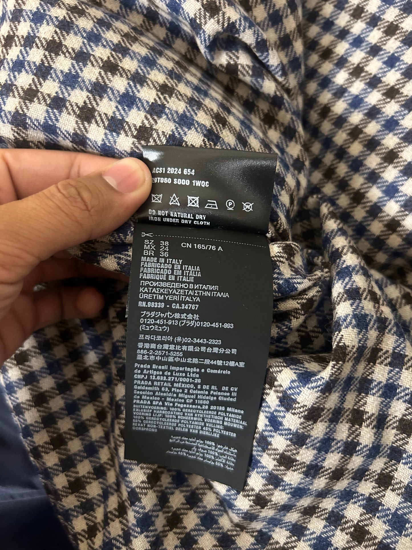 Prada Navy Flannel Lined Blouson Jacket