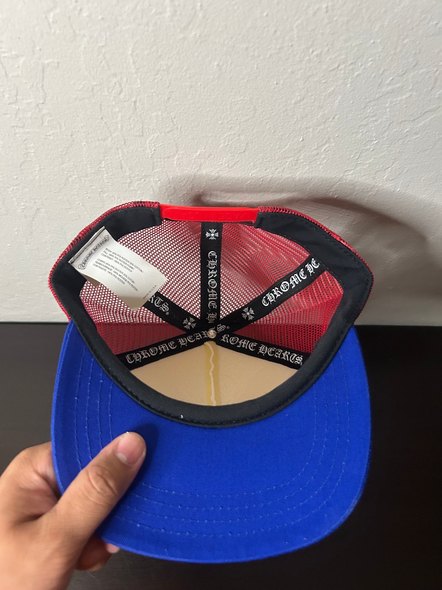 Chrome Hearts Red White and Blue CH Trucker Hat