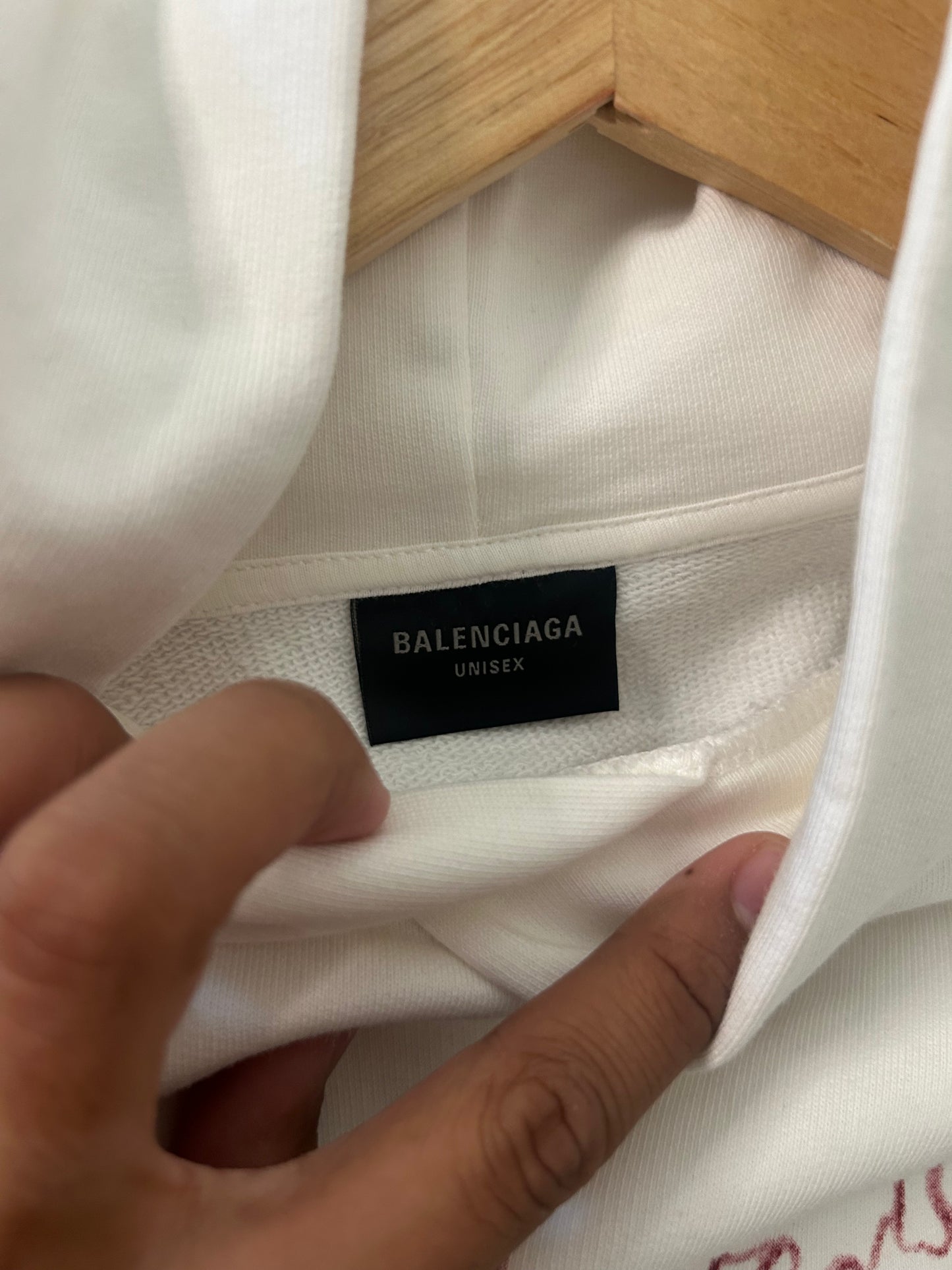Balenciaga White Metal Logo Hoodie