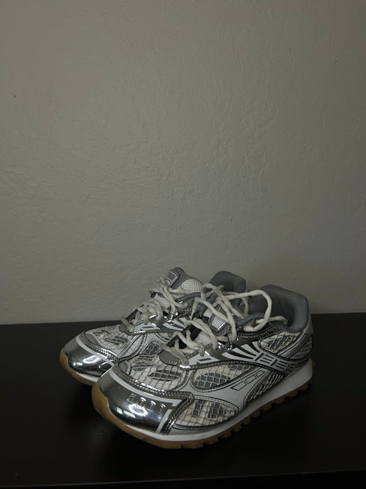 Bottega Veneta White and Silver Orbit Sneaker