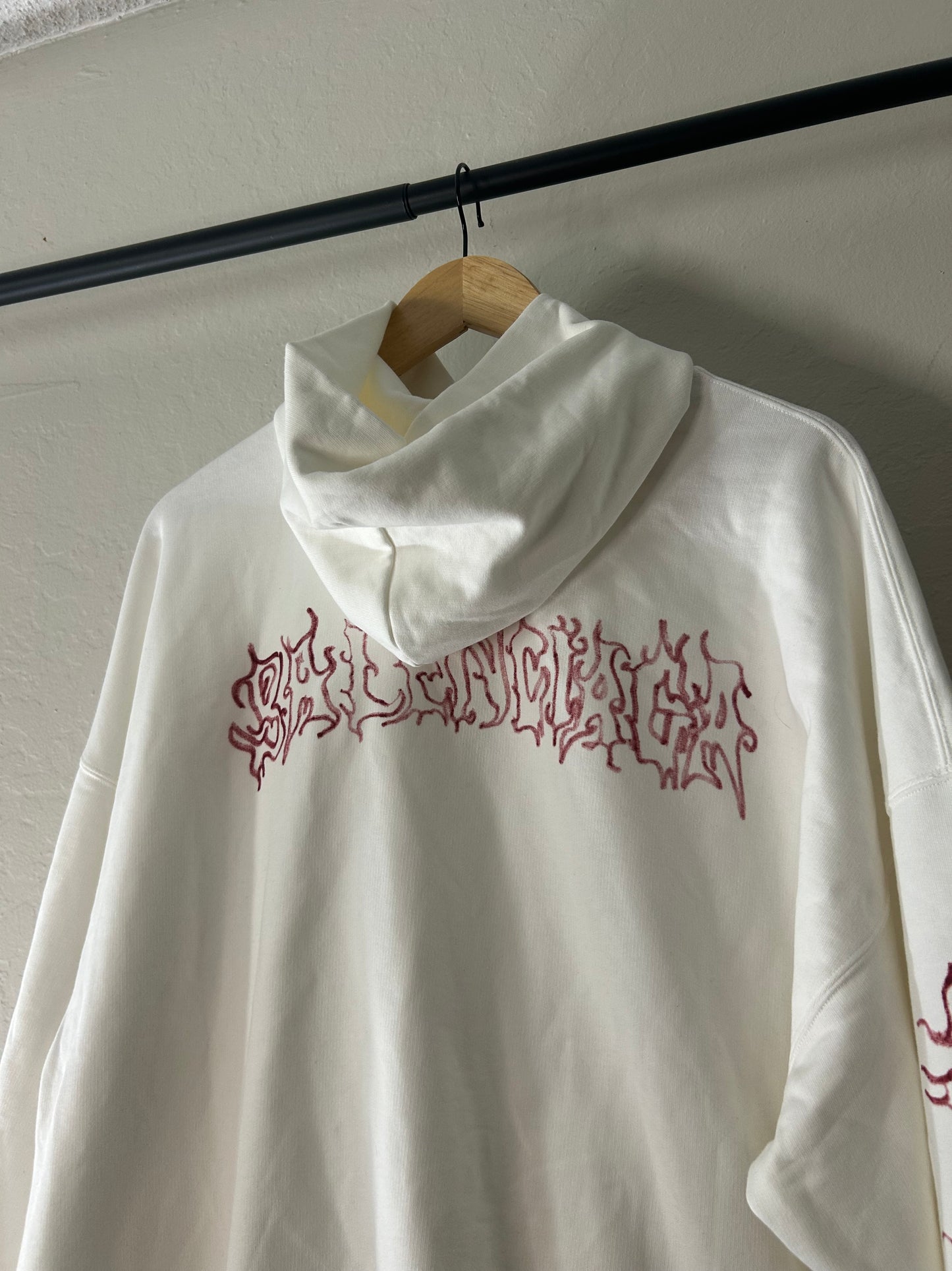 Balenciaga White Metal Logo Hoodie