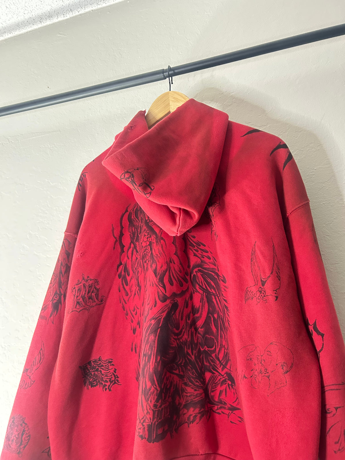 Balenciaga Red Tattoo Zip Up Hoodie