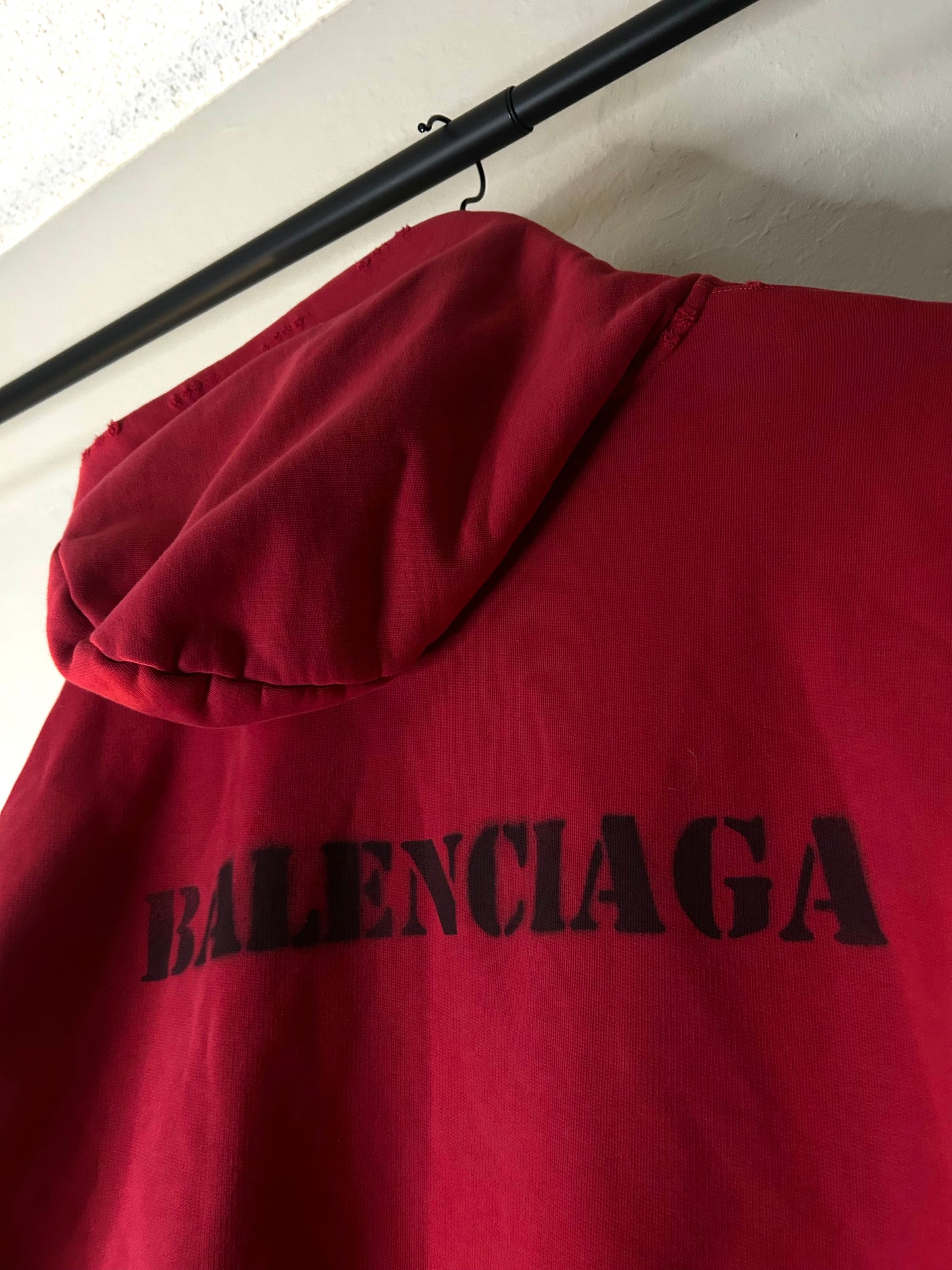Red Balenciaga Stencil Zip Up