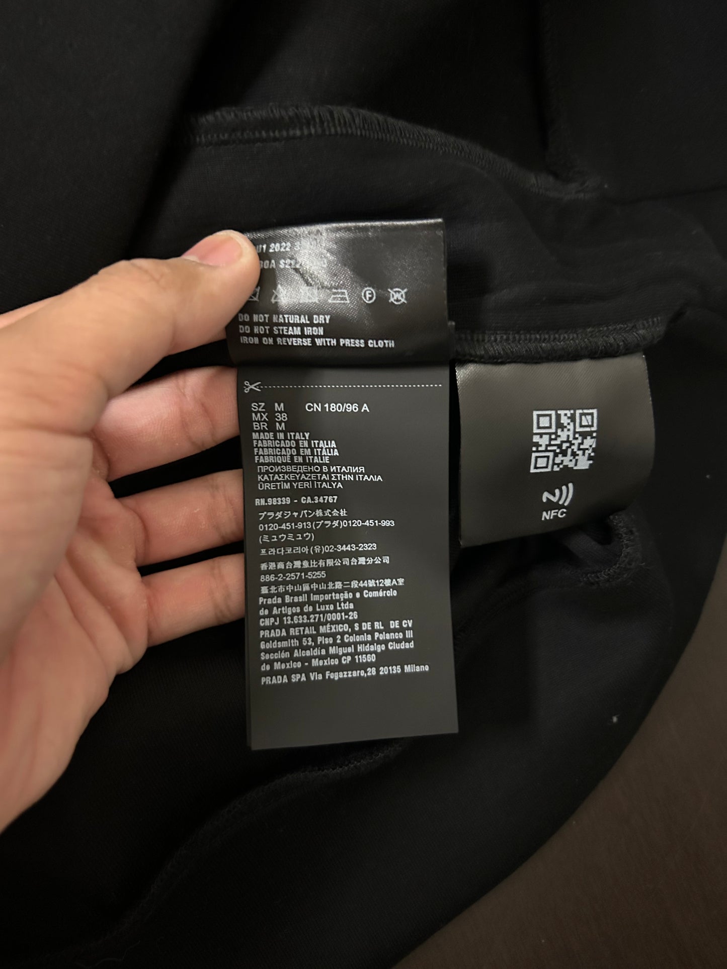 Prada Nylon Triangle Logo Rib Crewneck