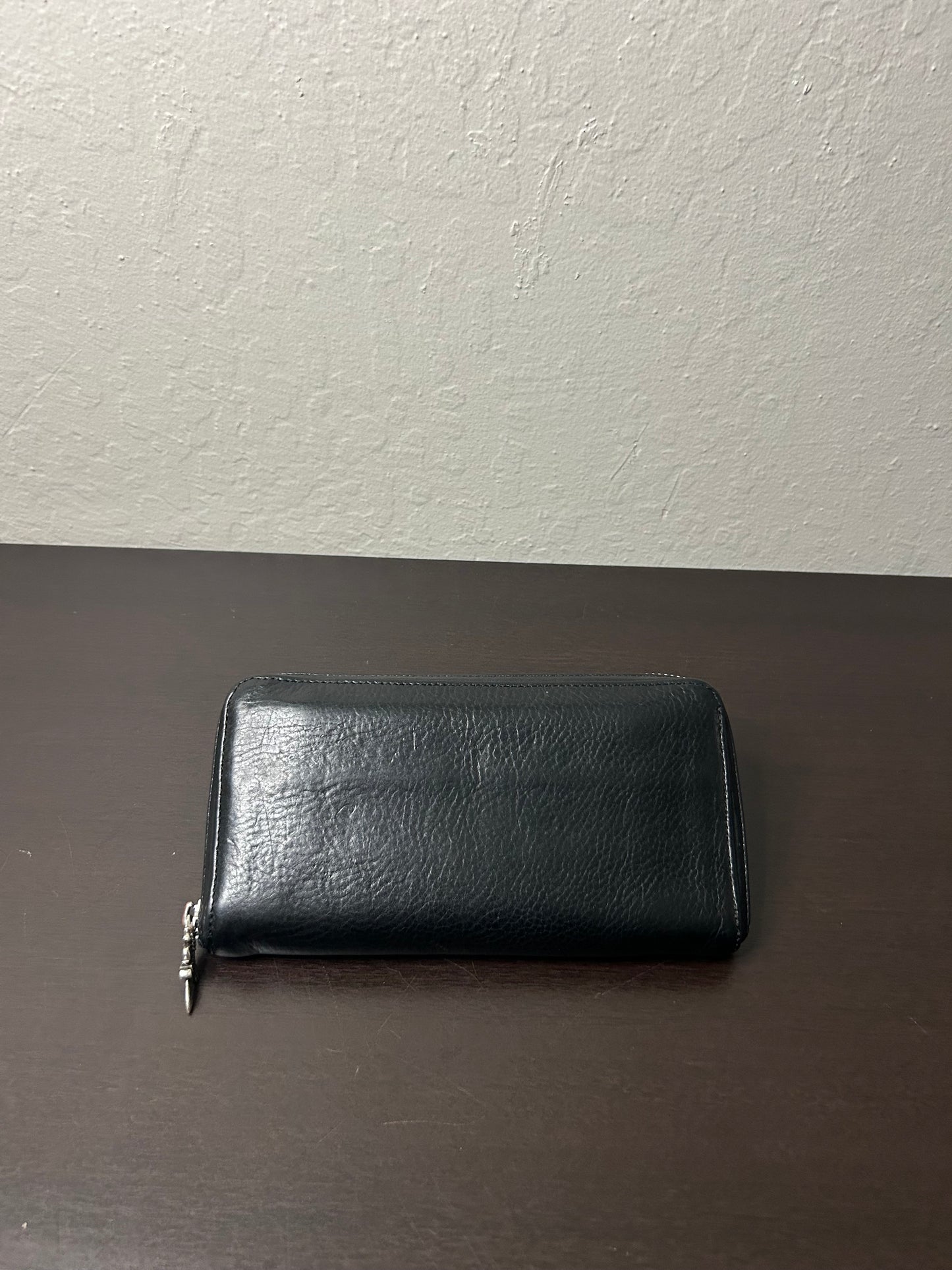 Chrome Hearts Black Leather Cemetary Long Wallet