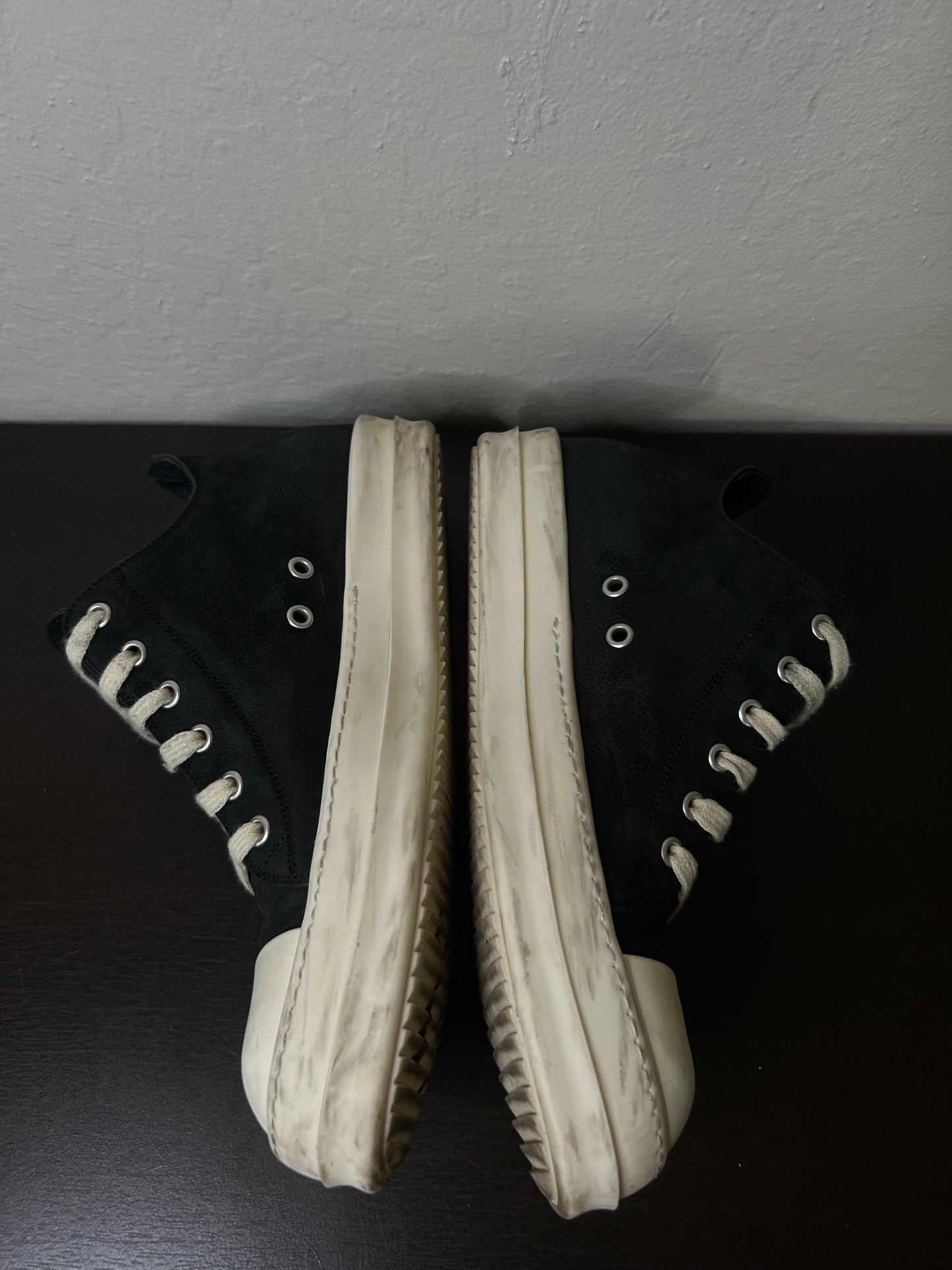 Rick Owens Black Tumbled Leather Ramones