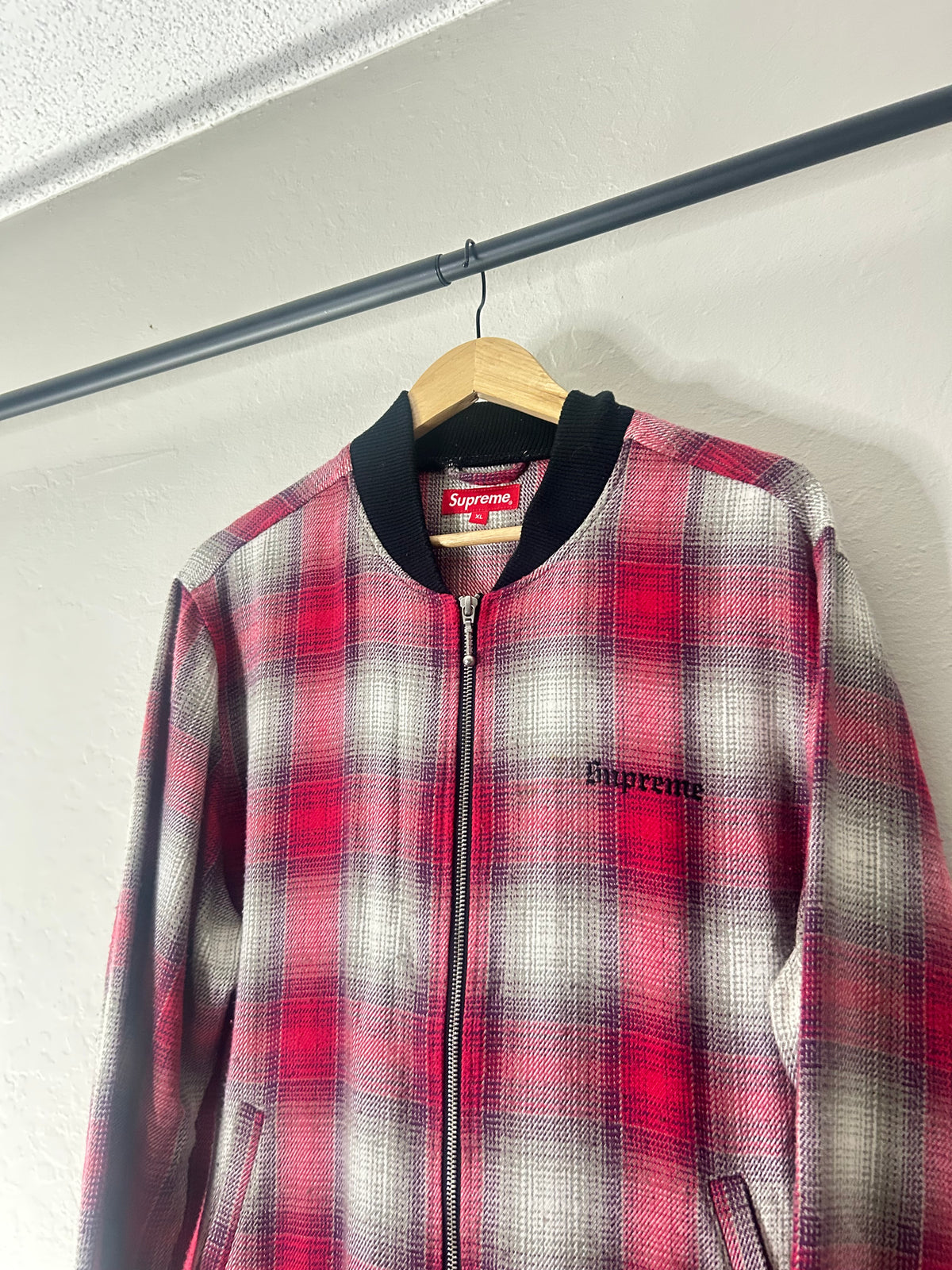 Supreme Plaid Embroidered Bomber