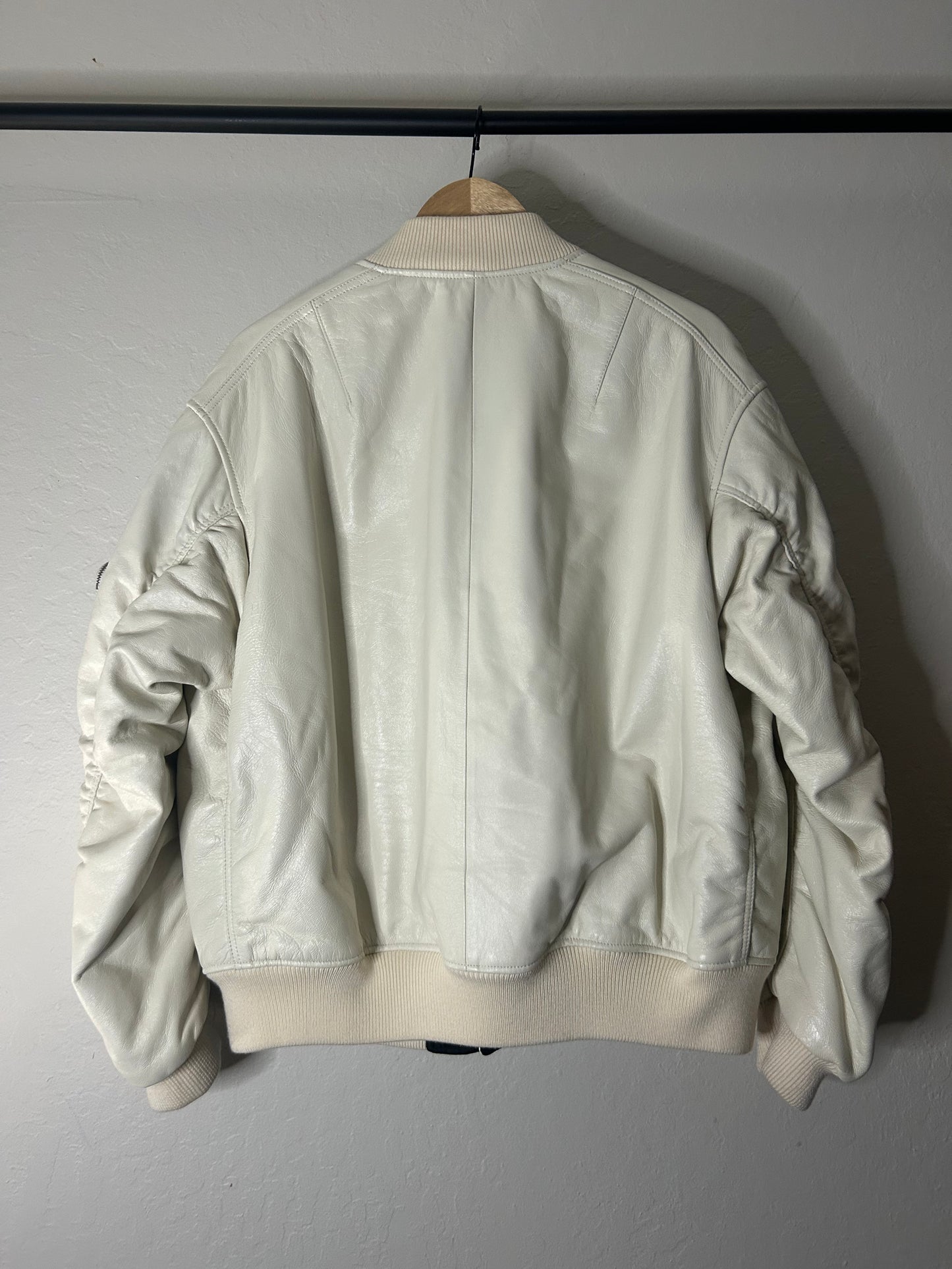 Prada Raf Simons White Leather Bomber