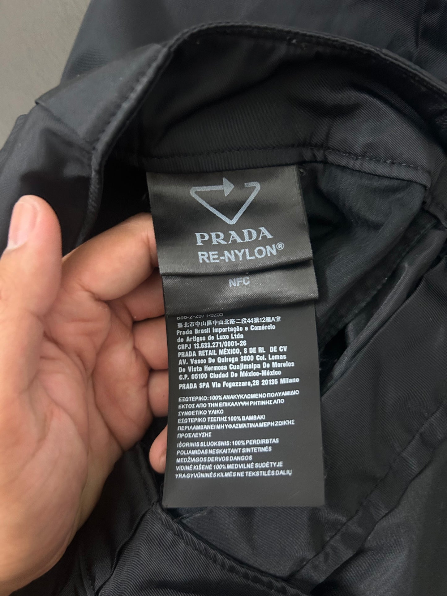 Prada Nylon Triangle Long Shorts