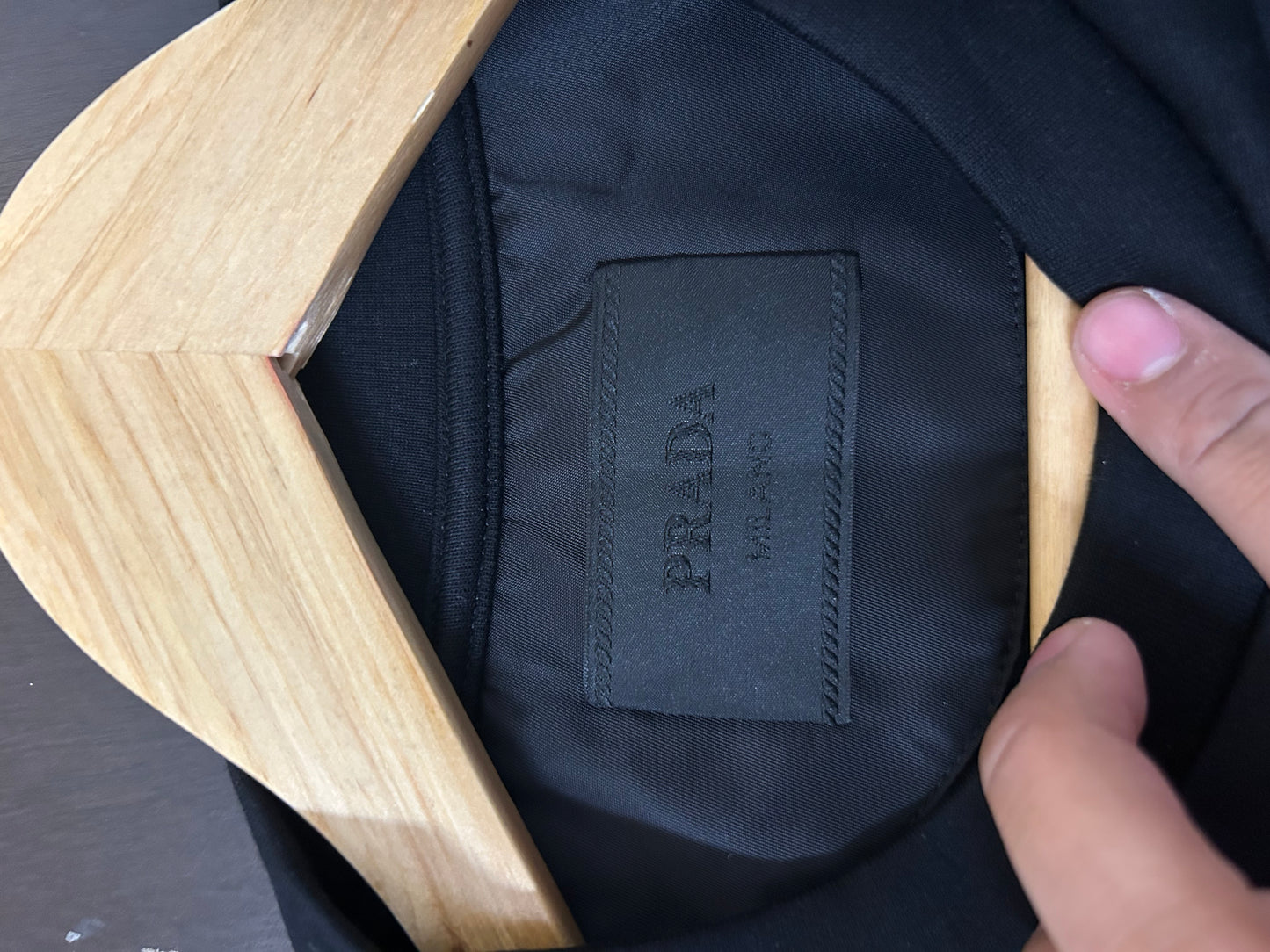 Prada Nylon Triangle Logo Rib Crewneck