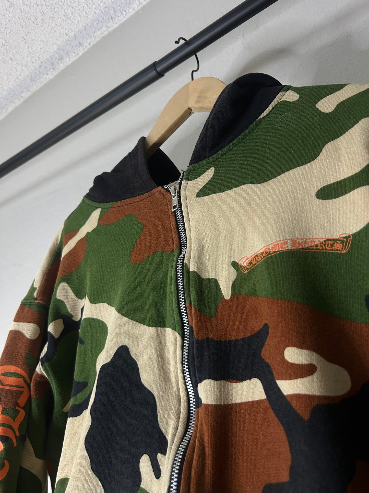 Chrome Hearts Matty Boy Caution  Camo Zip Up Hoodie