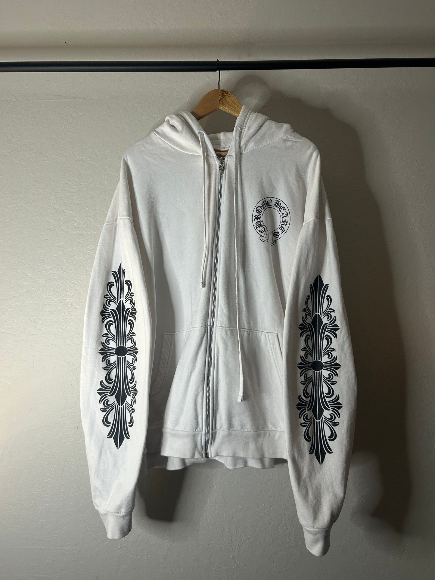 Chrome Hearts White Floral Zip up Hoodie