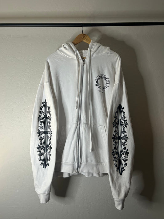 Chrome Hearts White Floral Zip up Hoodie
