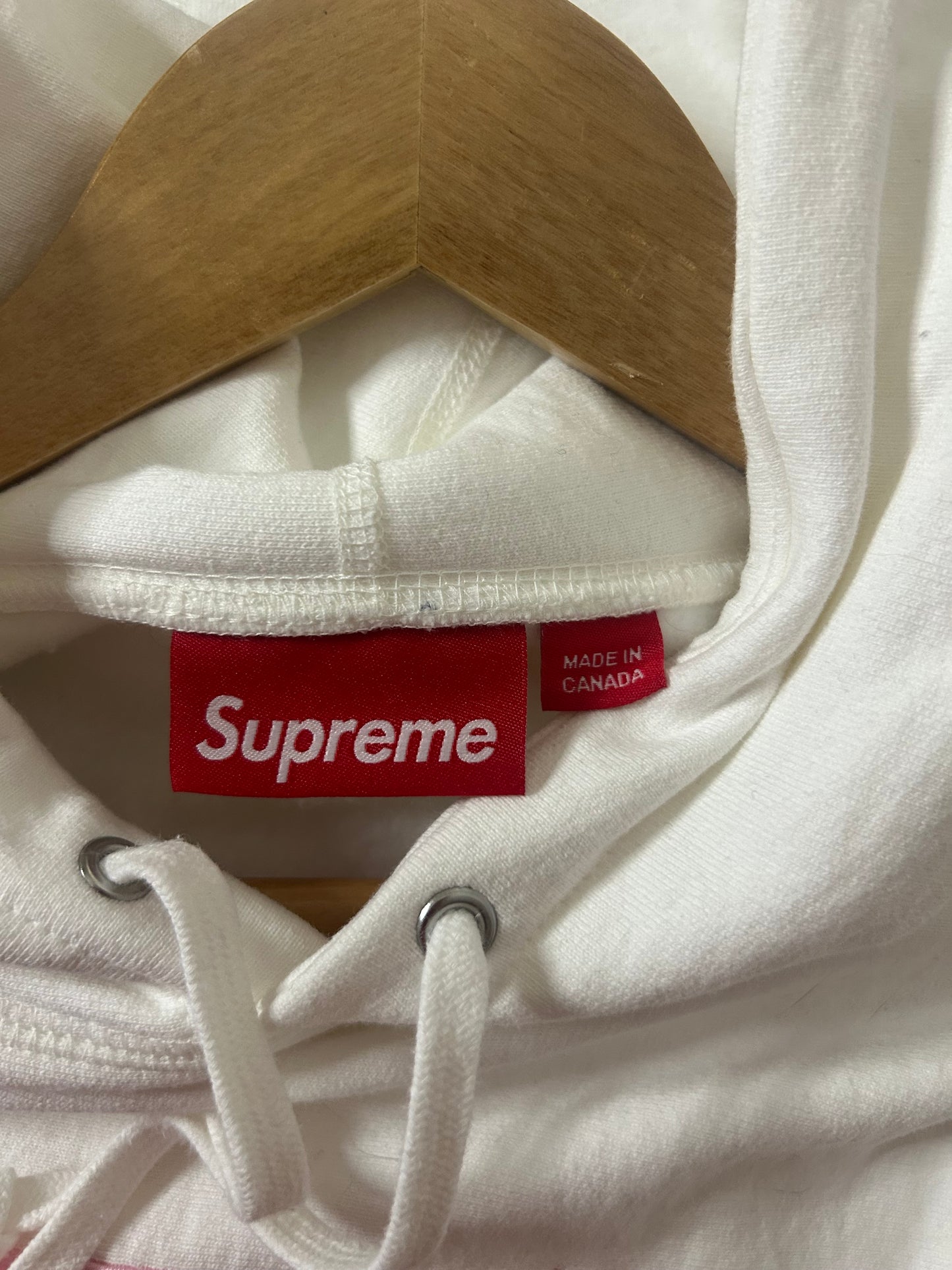 Supreme White and Pink Box Logo Hoodie